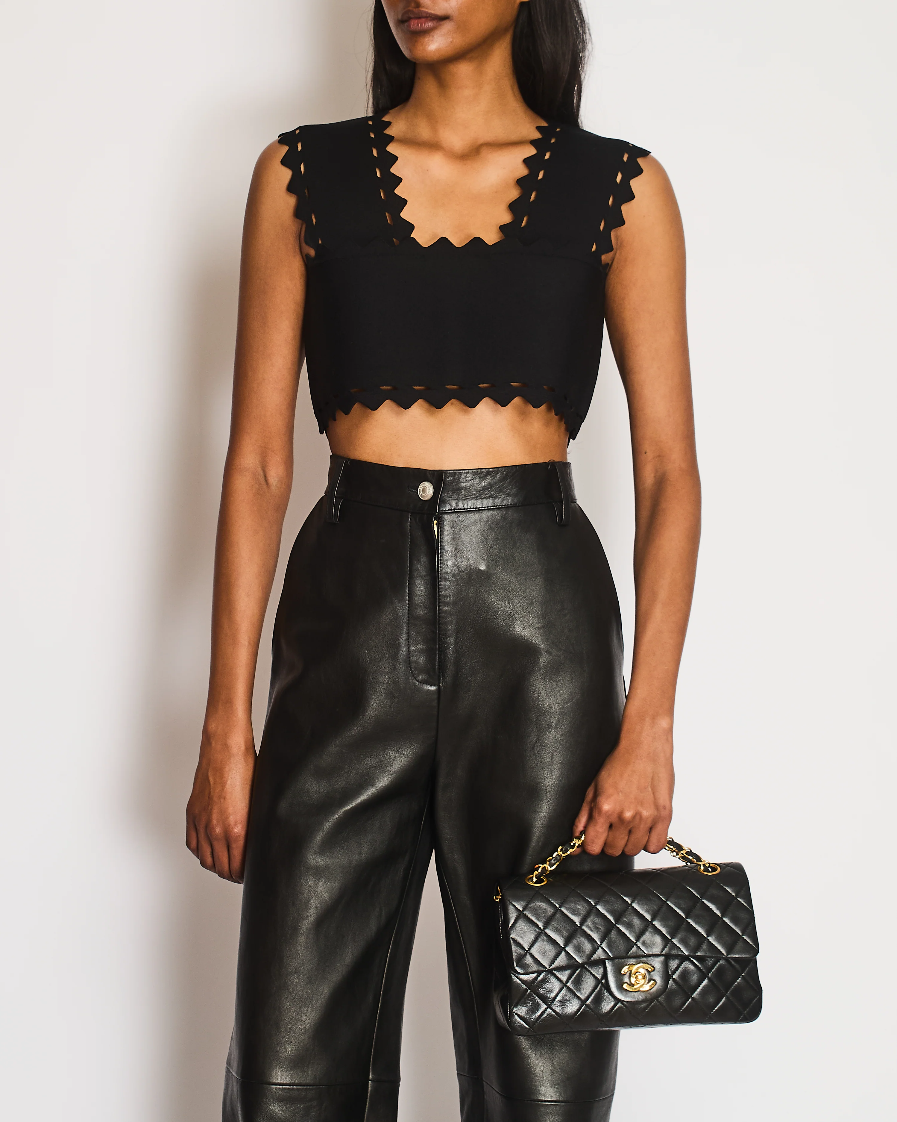 Alaïa Black Laser Cut Vest Top Size FR 40 (UK 12) - Image 2