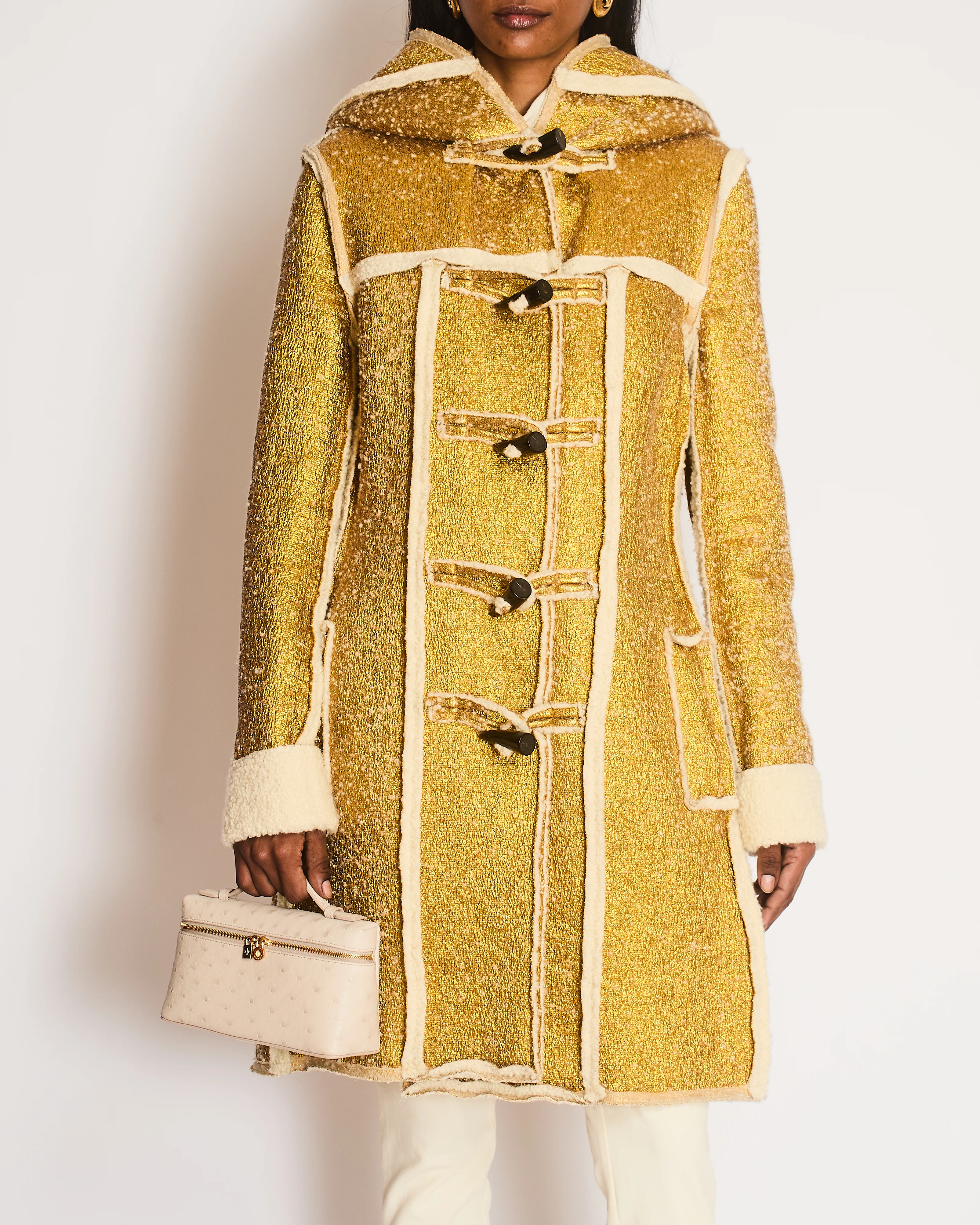Lanvin 2015 Gold Hooded Wool Coat with Toggle Button Detail Size FR 38 (UK 10) - Image 2
