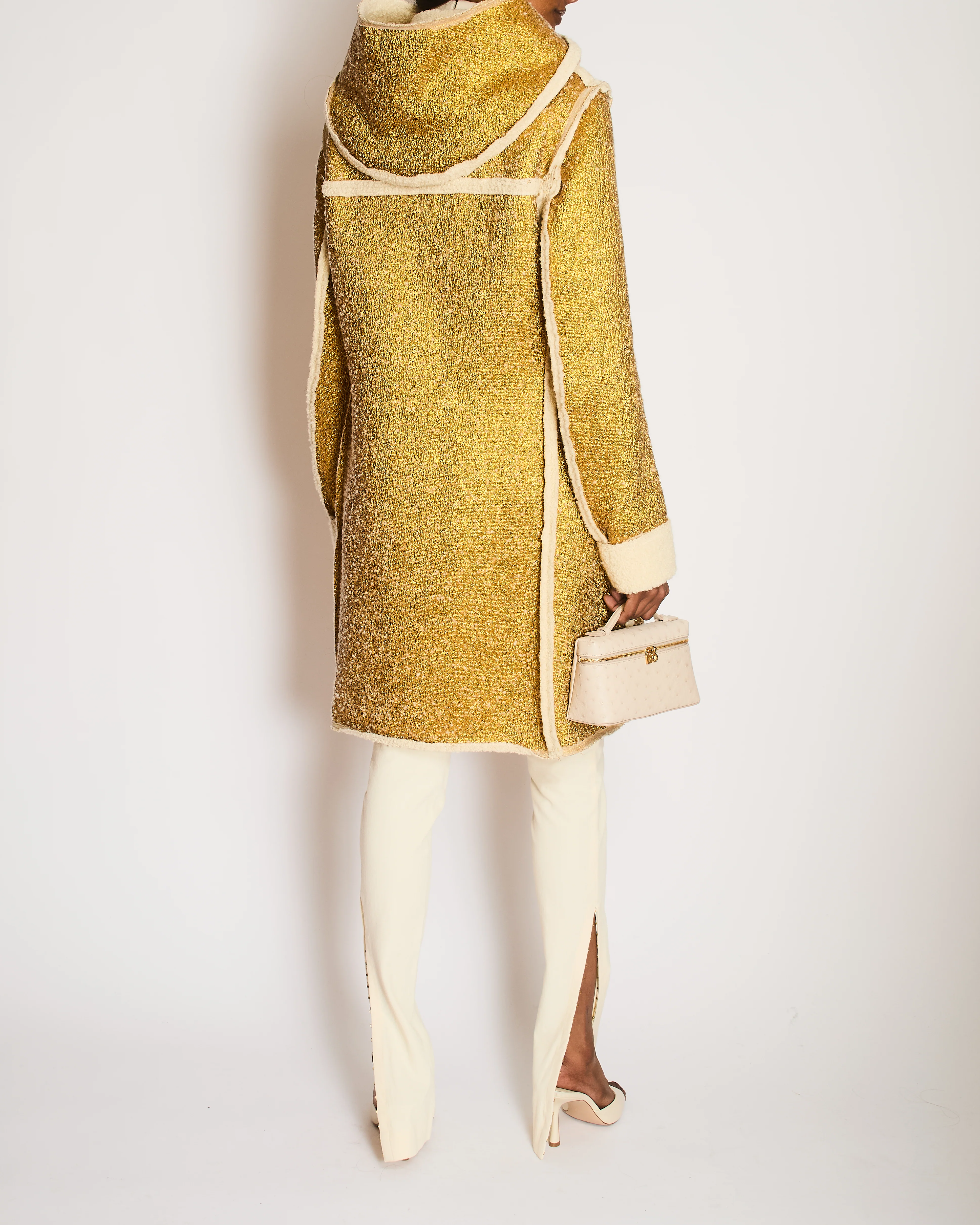 Lanvin 2015 Gold Hooded Wool Coat with Toggle Button Detail Size FR 38 (UK 10) - Image 3