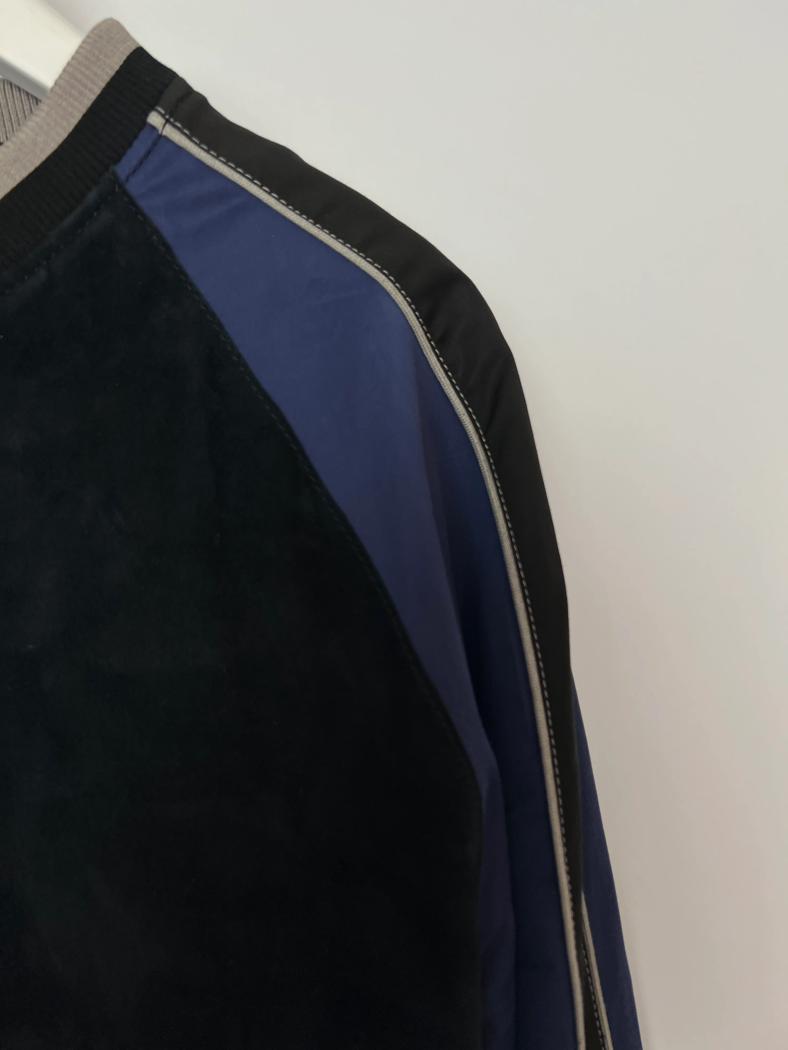 Lanvin Navy Menswear Navy Suede Bomber Jacket with Satin Arm Detail Size IT 48 (UK 36) - Image 5