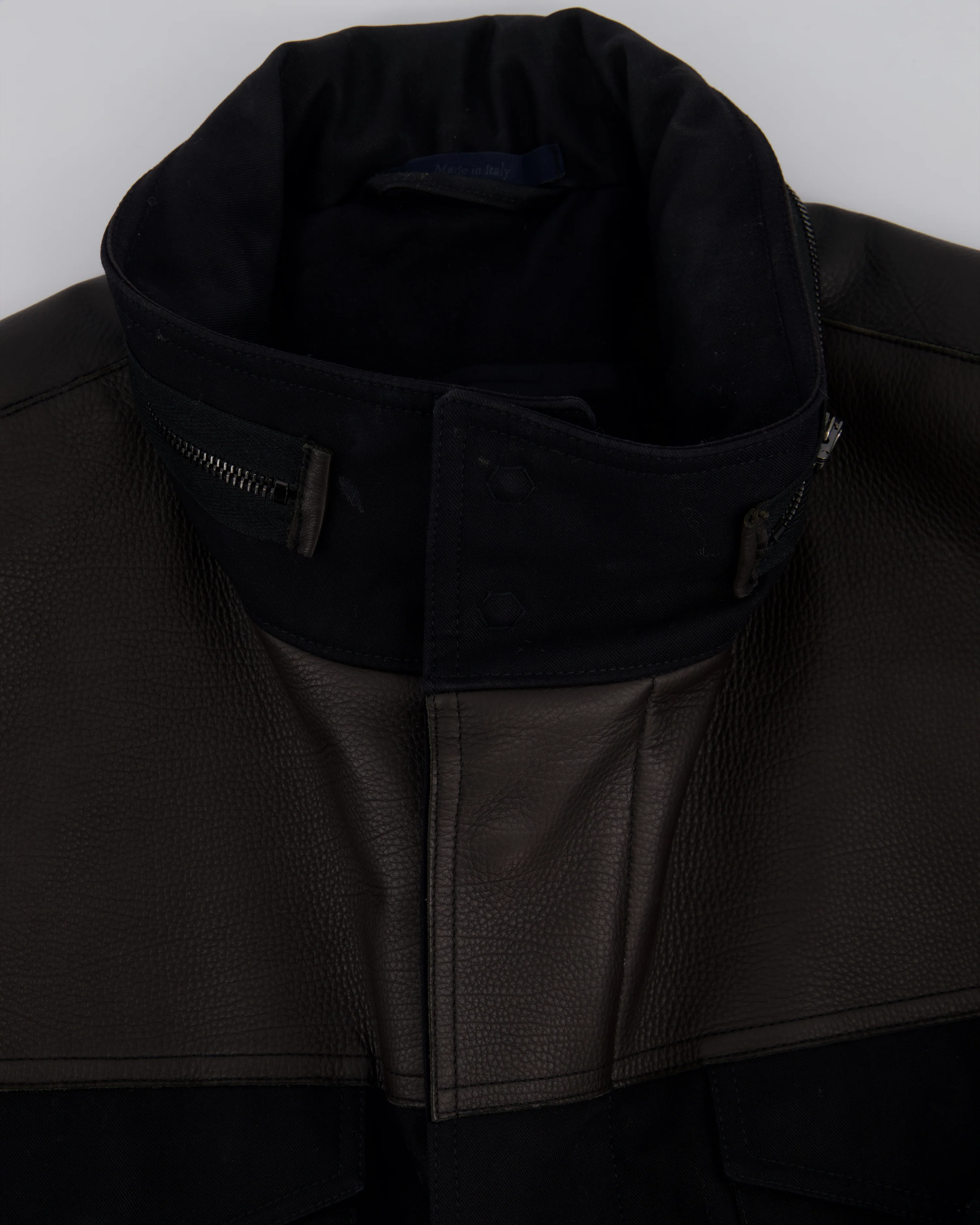 Lanvin Navy Menswear Pocketed Jacket with Leather Trim and Hooded Detail Size UK XL (EU 52) - Image 3