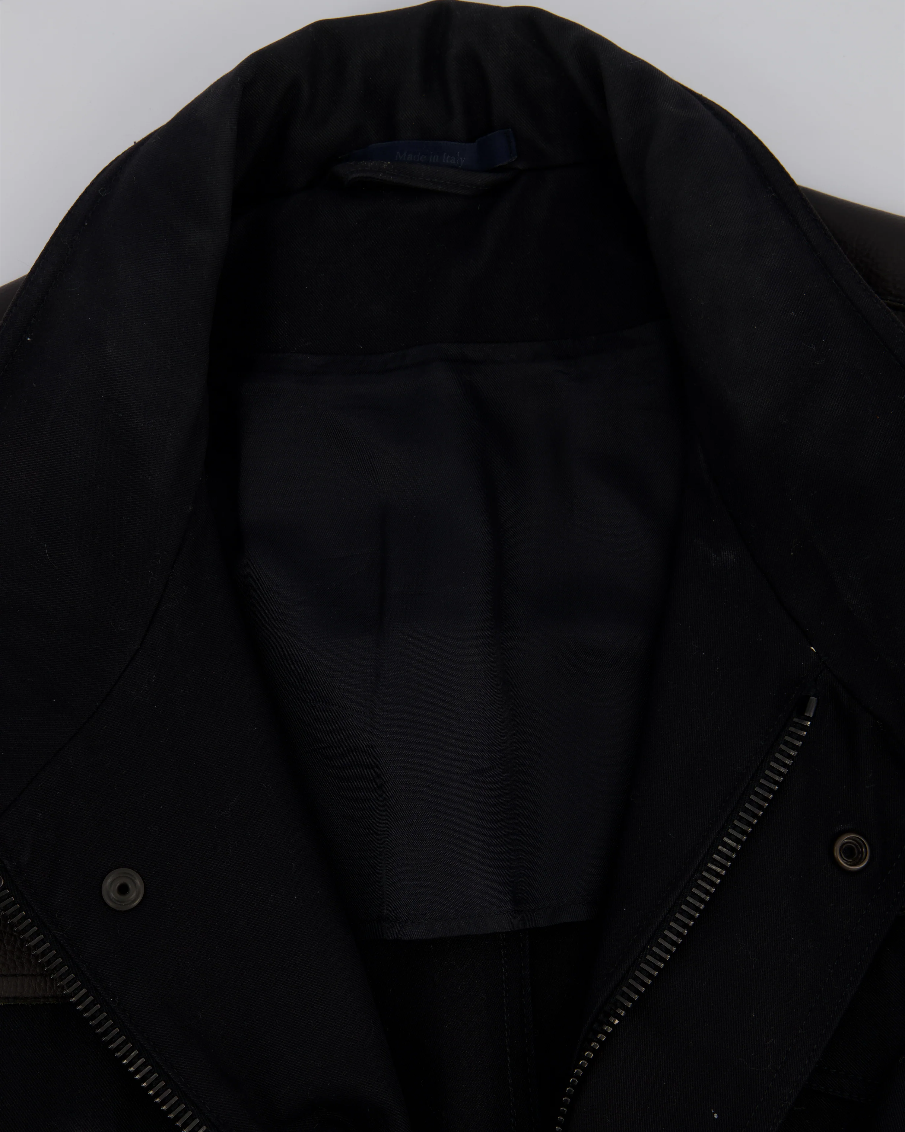 Lanvin Navy Menswear Pocketed Jacket with Leather Trim and Hooded Detail Size UK XL (EU 52) - Image 4