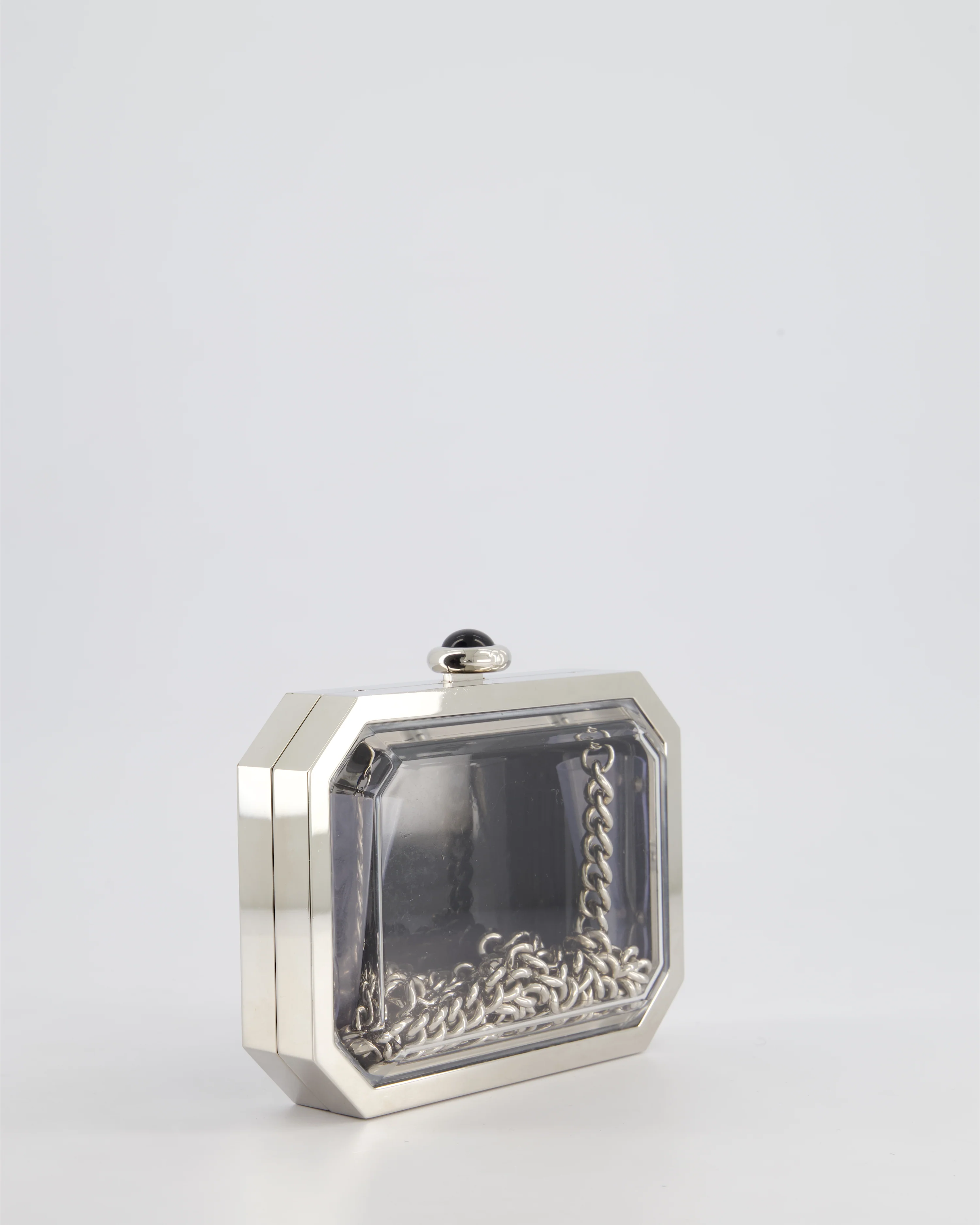 *Limited Edition* Chanel Silver, Black Minaudiere Plexiglass Clutch Bag - Image 13