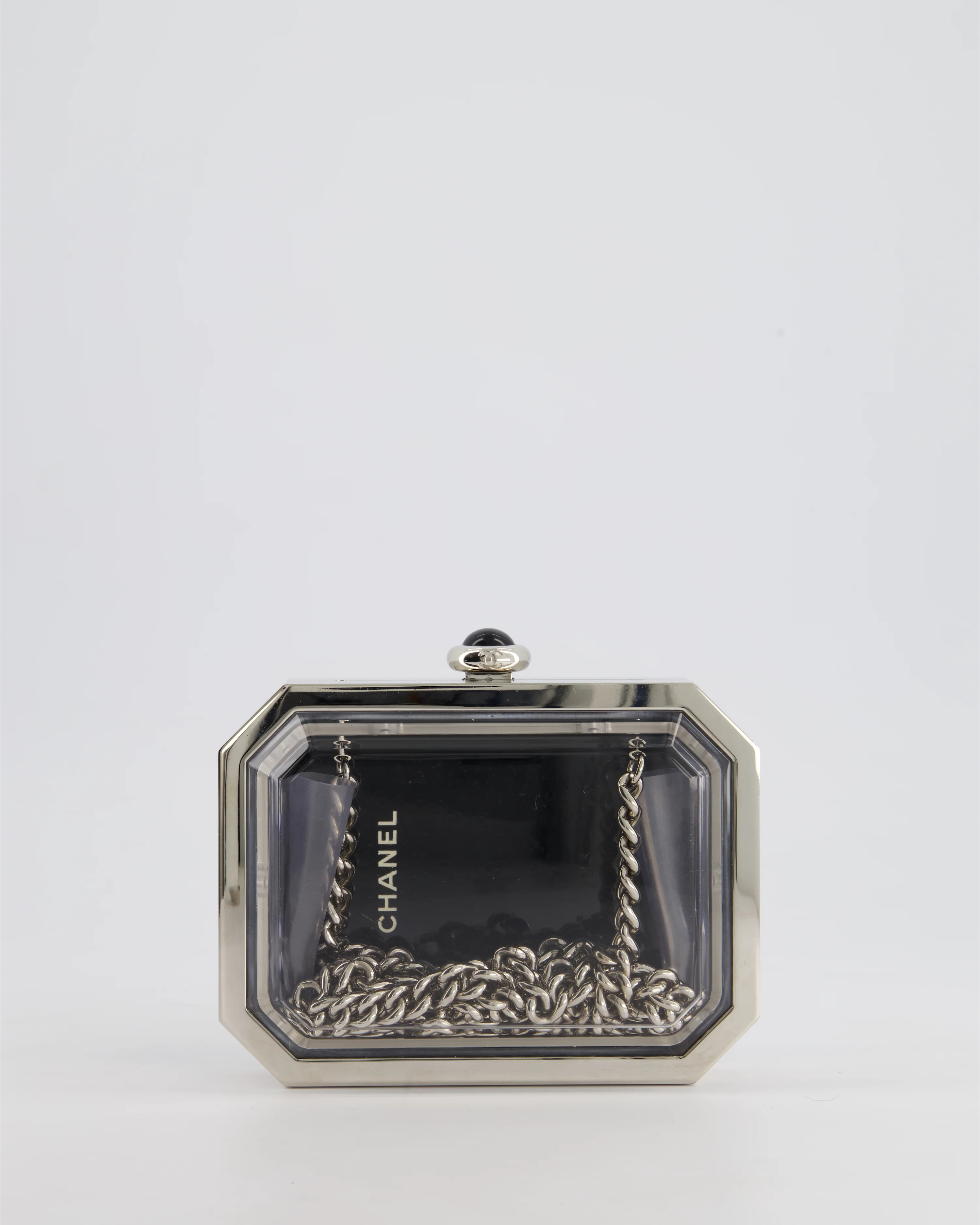 *Limited Edition* Chanel Silver, Black Minaudiere Plexiglass Clutch Bag - Image 17