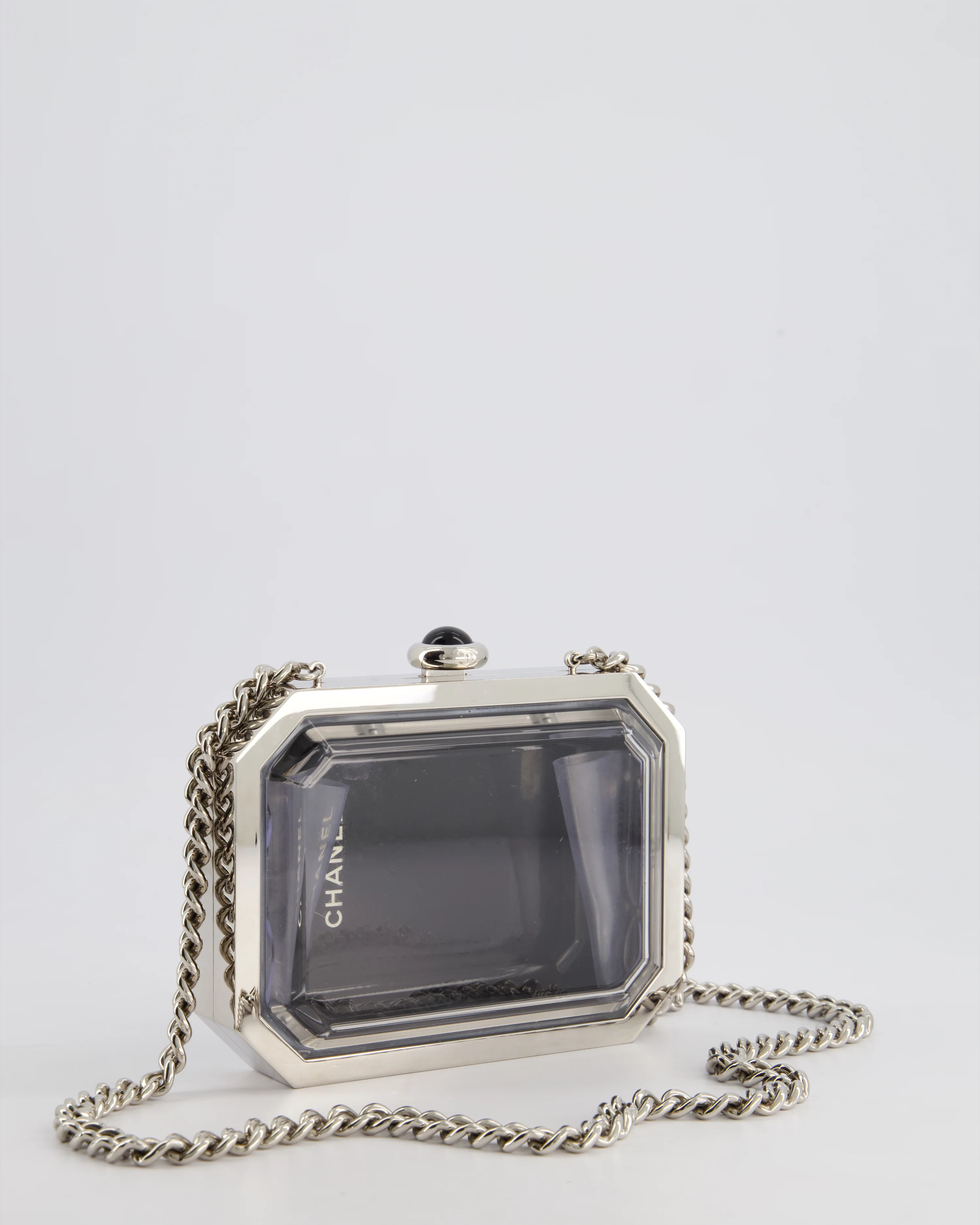 *Limited Edition* Chanel Silver, Black Minaudiere Plexiglass Clutch Bag - Image 5