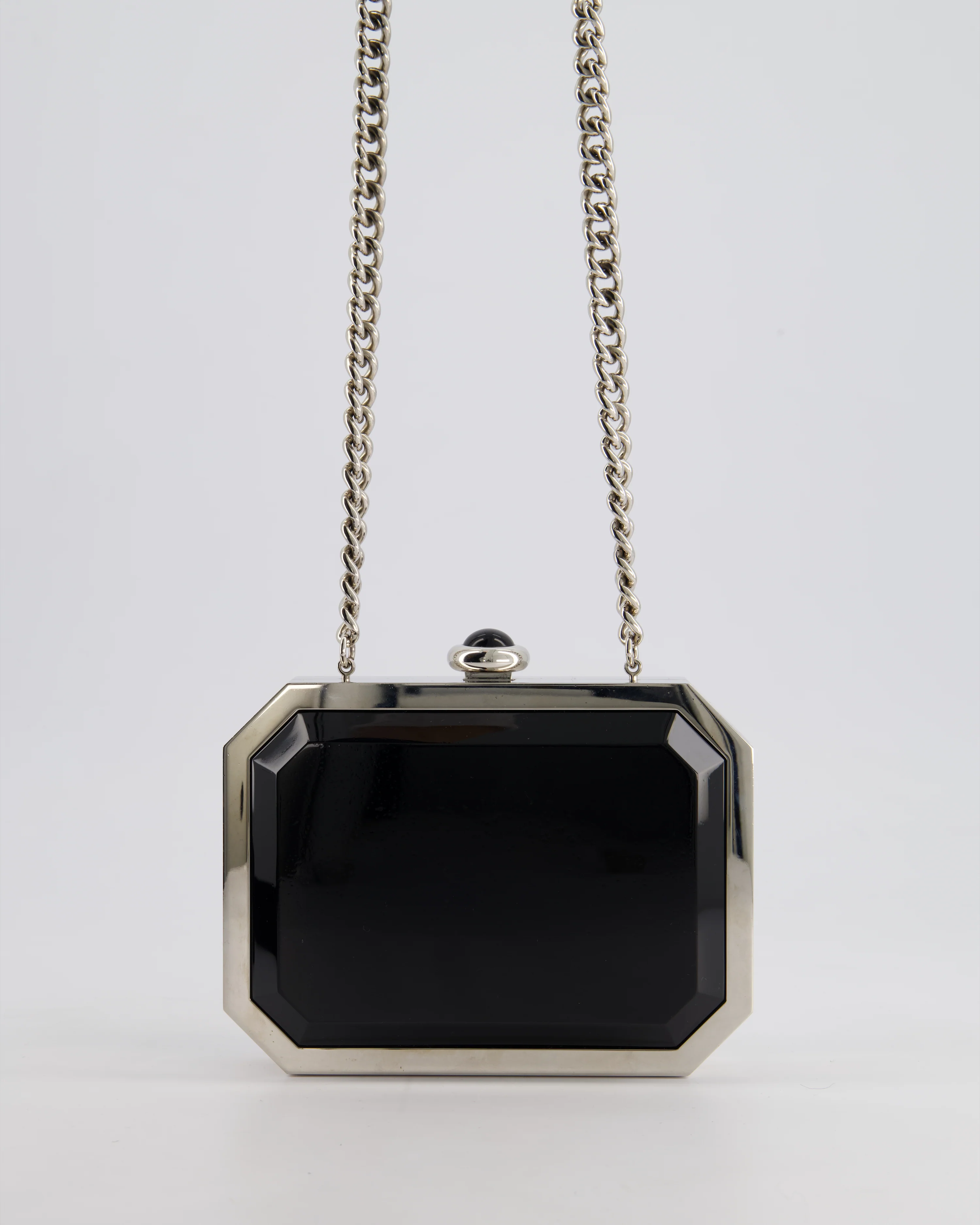 *Limited Edition* Chanel Silver, Black Minaudiere Plexiglass Clutch Bag - Image 6