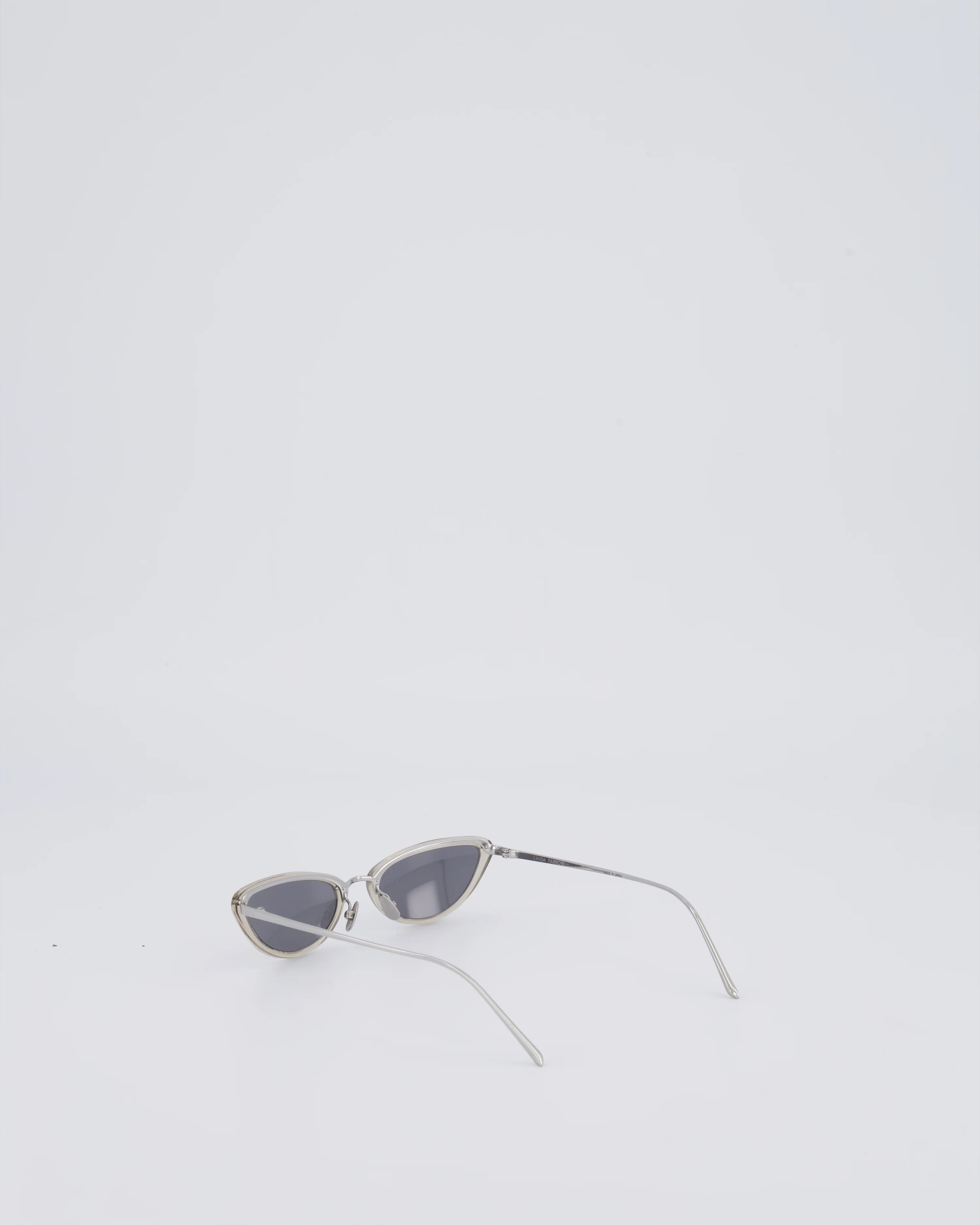 Linda Farrow Silver Small Cat Eye Sunglasses with Silver Mirror Lenses - Image 5