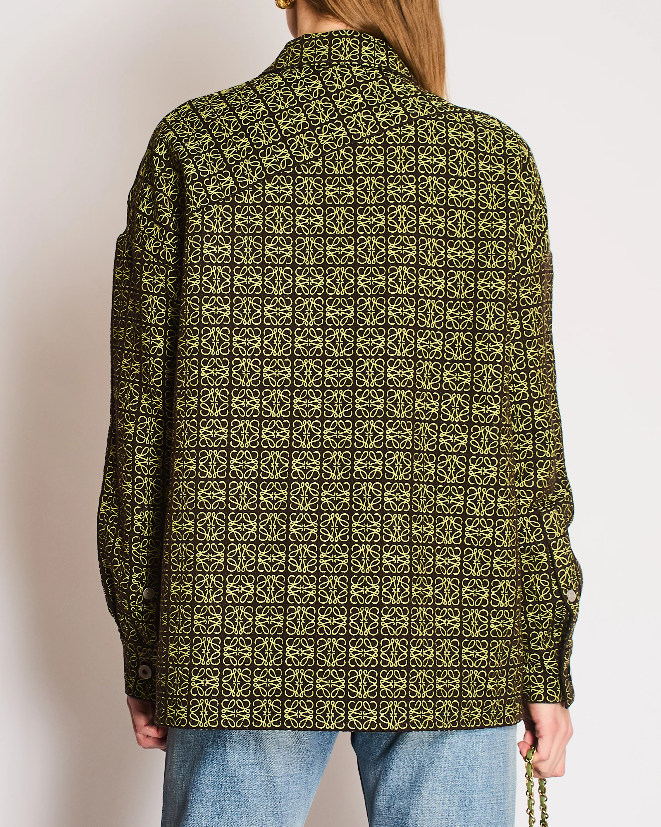 Loewe Anagram Jacquard Men's Jacket in Brown and Yellow Size FR 42 (UK 14) - Image 3