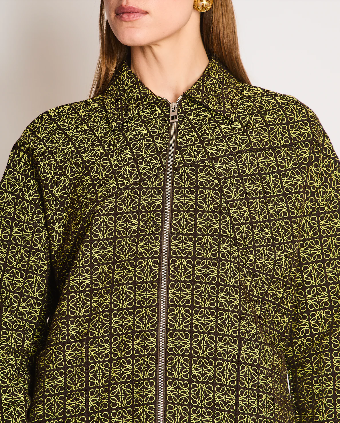 Loewe Anagram Jacquard Men's Jacket in Brown and Yellow Size FR 42 (UK 14) - Image 4