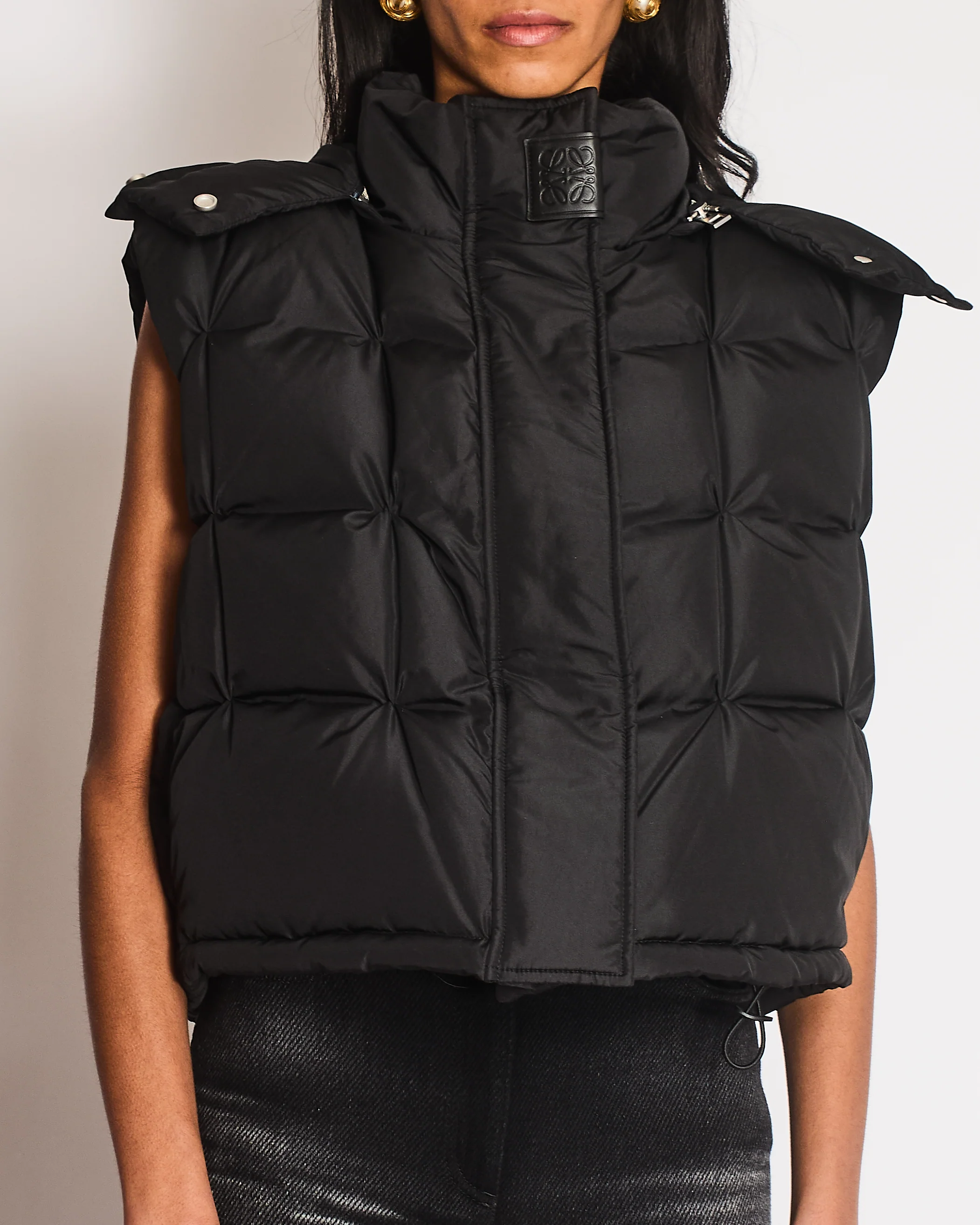 Loewe Black Puffer Gilet with Detachable Hood Size FR 36 (UK 8)