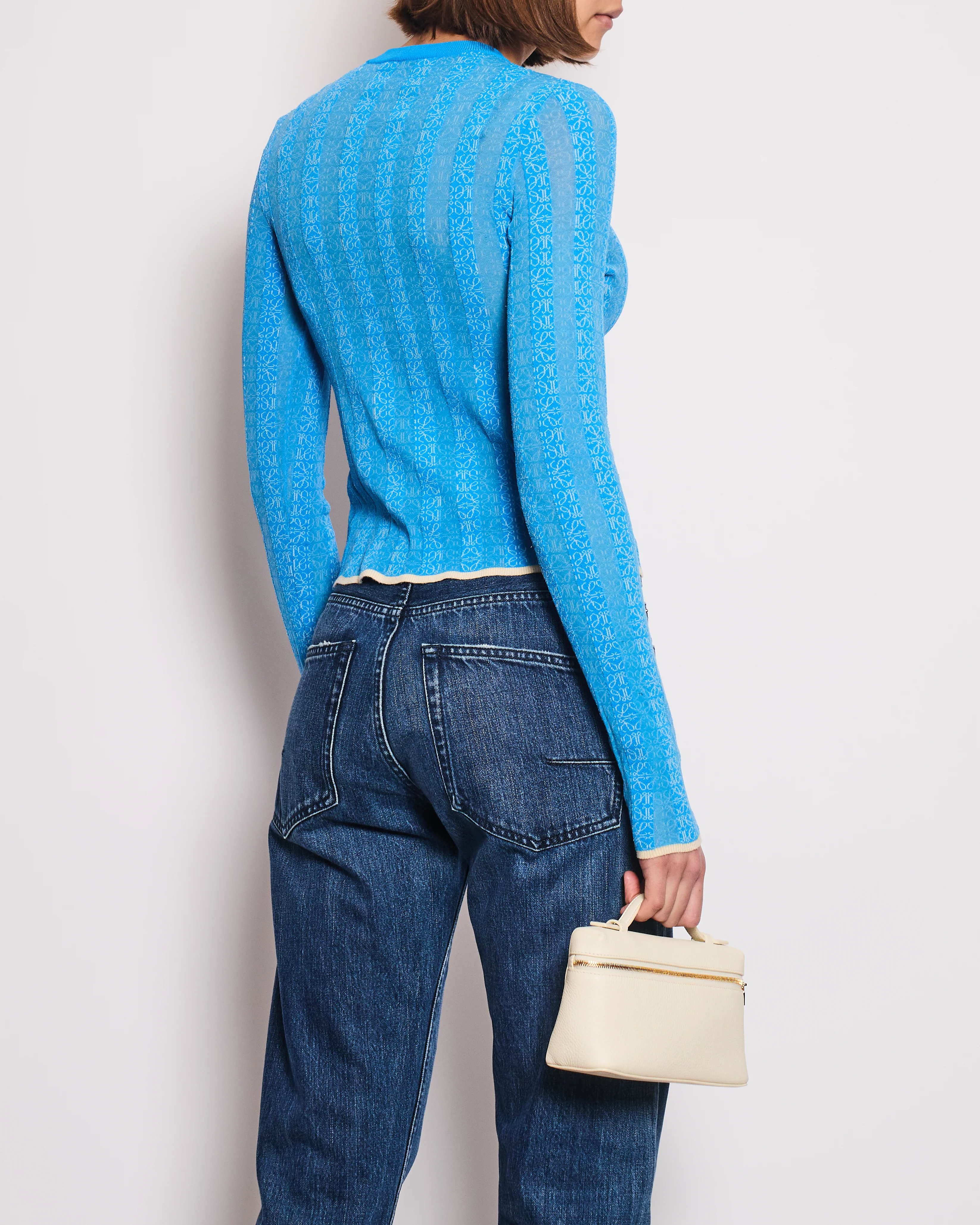 Loewe Blue and White Anagram Long Sleeve Round Top Size M (UK 10) - Image 2