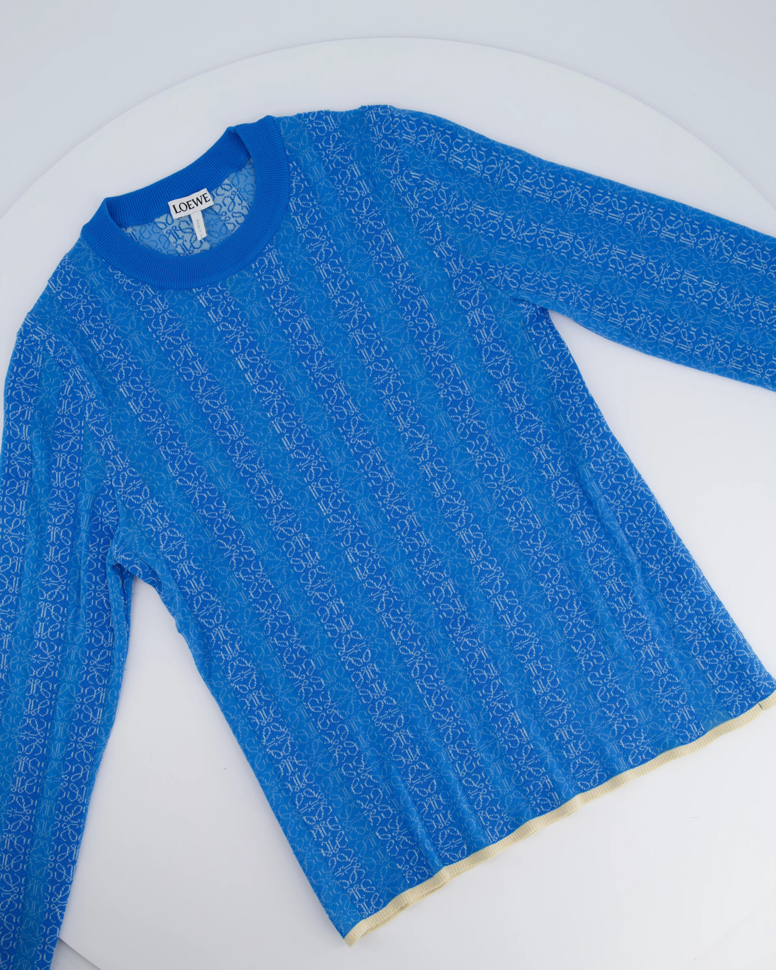 Loewe Blue and White Anagram Long Sleeve Round Top Size M (UK 10) - Image 5
