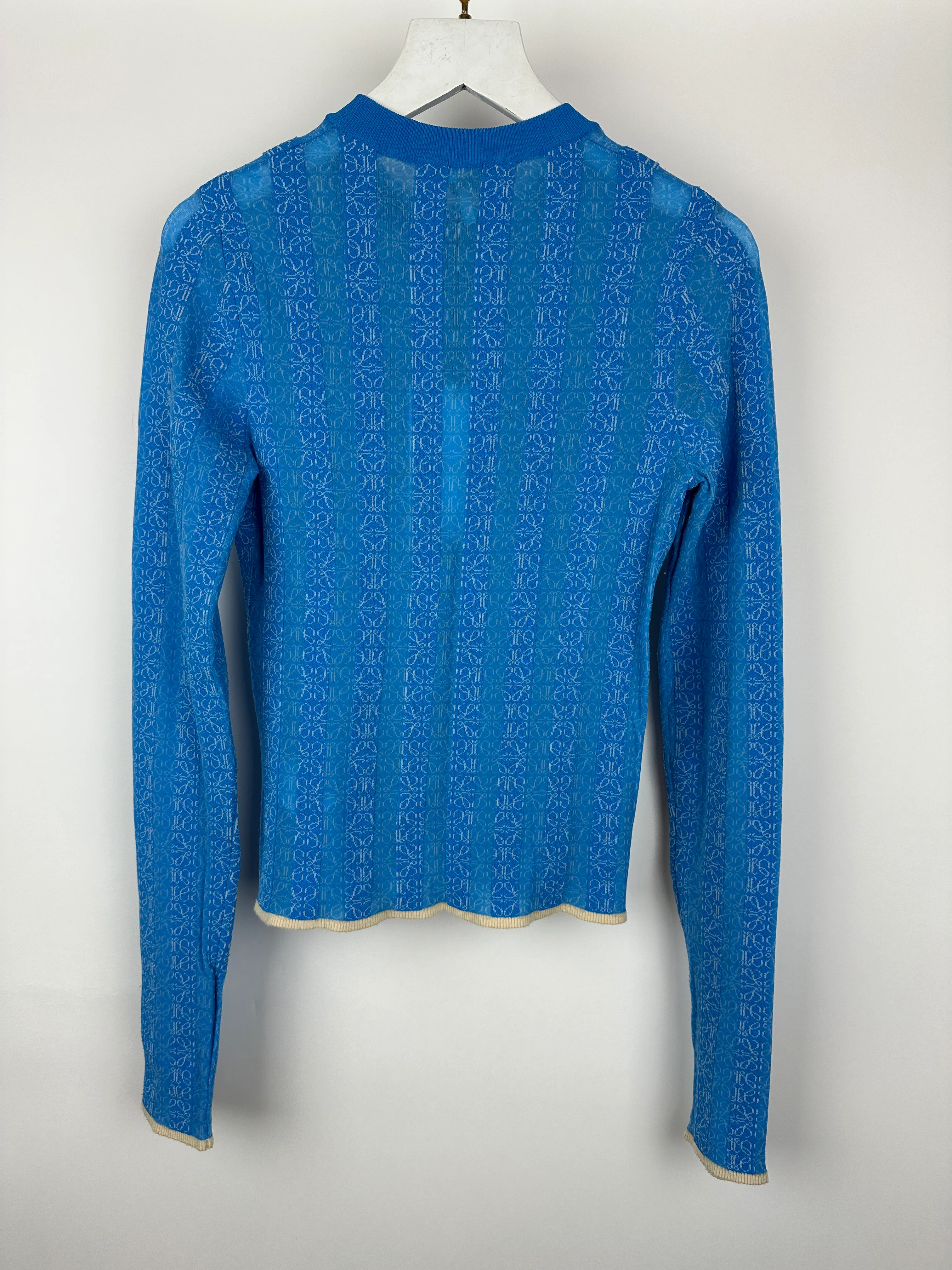 Loewe Blue and White Anagram Long Sleeve Round Top Size M (UK 10) - Image 8