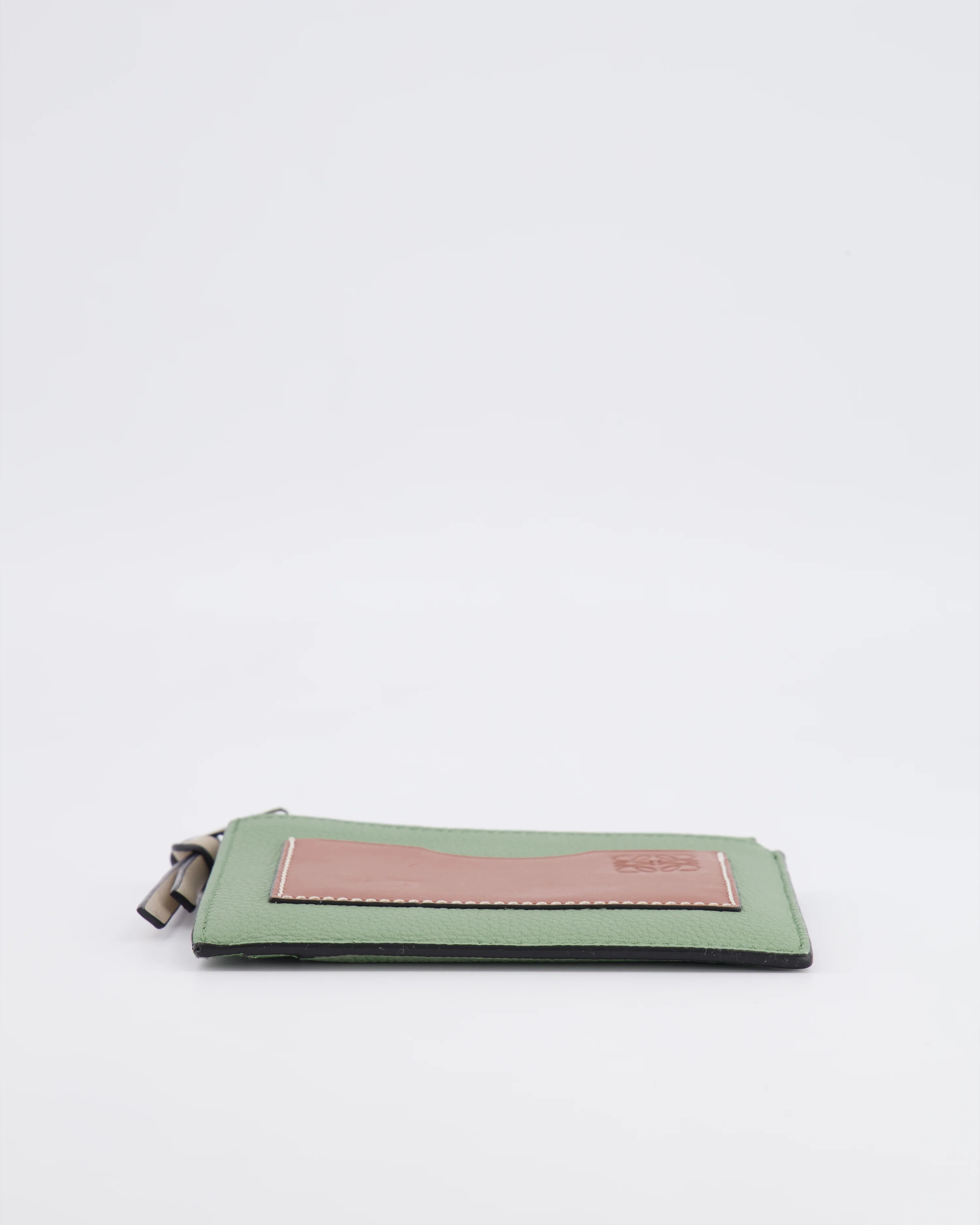 Loewe Coin Cardholder in Rosemary and Tan Calfskin with Embossed Logo and Silver Hardware - Image 13