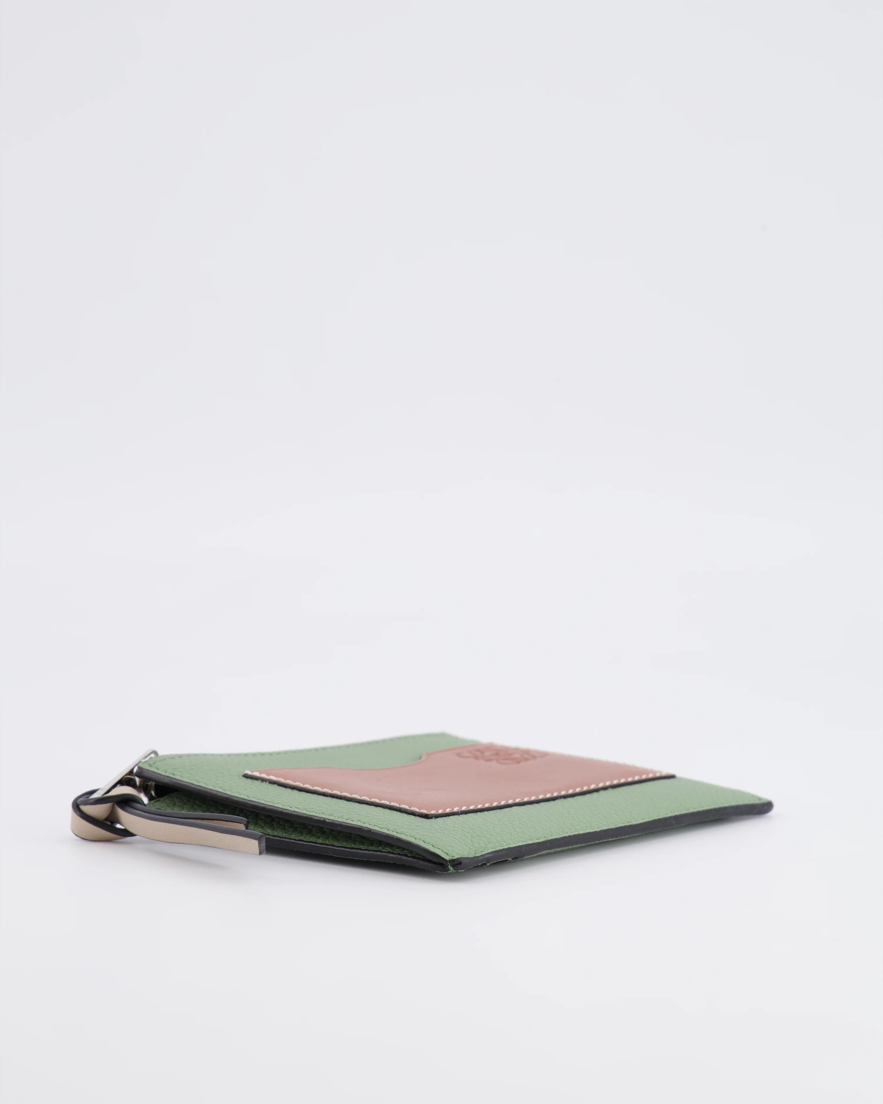 Loewe Coin Cardholder in Rosemary and Tan Calfskin with Embossed Logo and Silver Hardware - Image 14