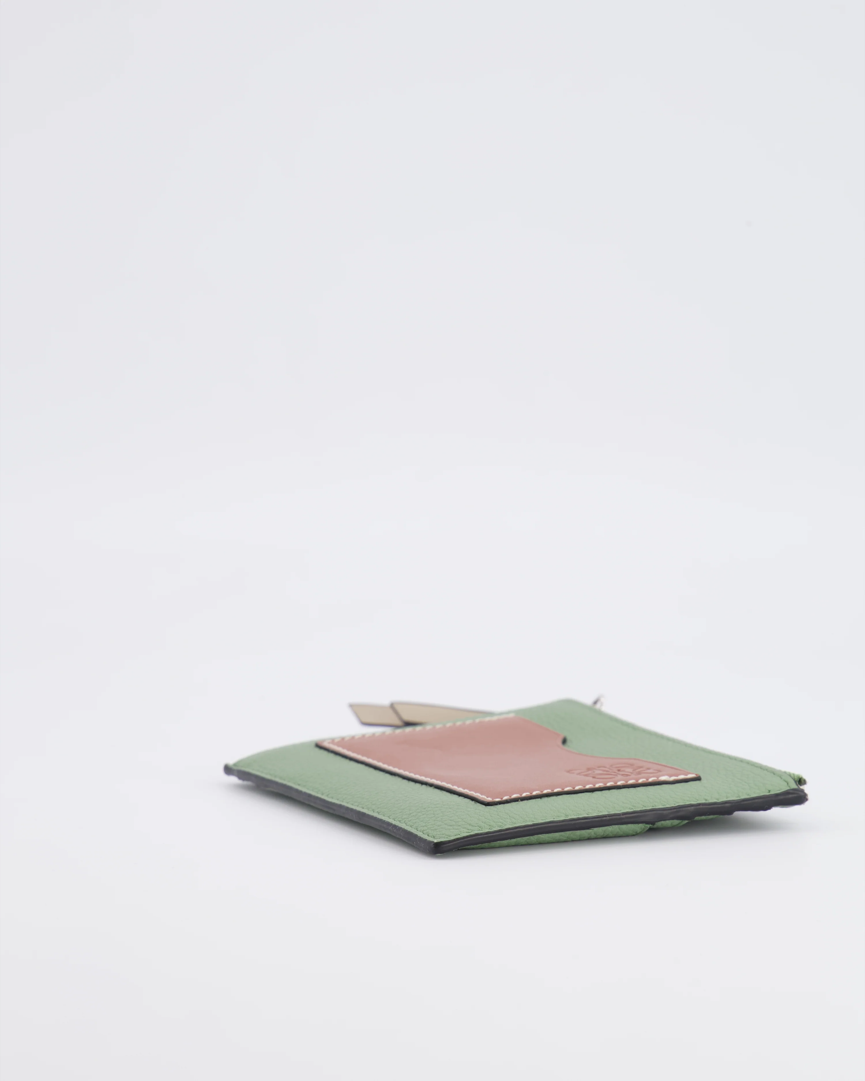 Loewe Coin Cardholder in Rosemary and Tan Calfskin with Embossed Logo and Silver Hardware - Image 15