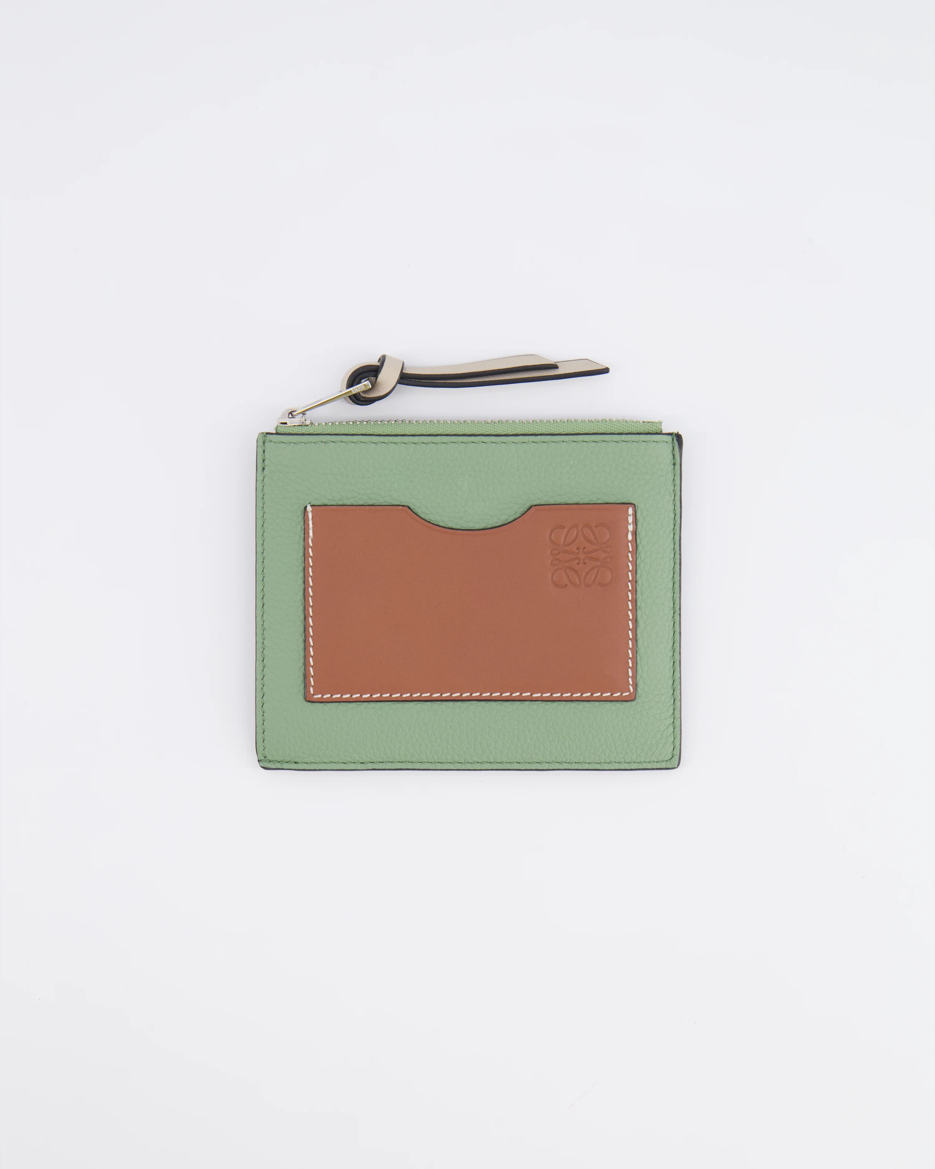 Loewe Coin Cardholder in Rosemary and Tan Calfskin with Embossed Logo and Silver Hardware - Image 3