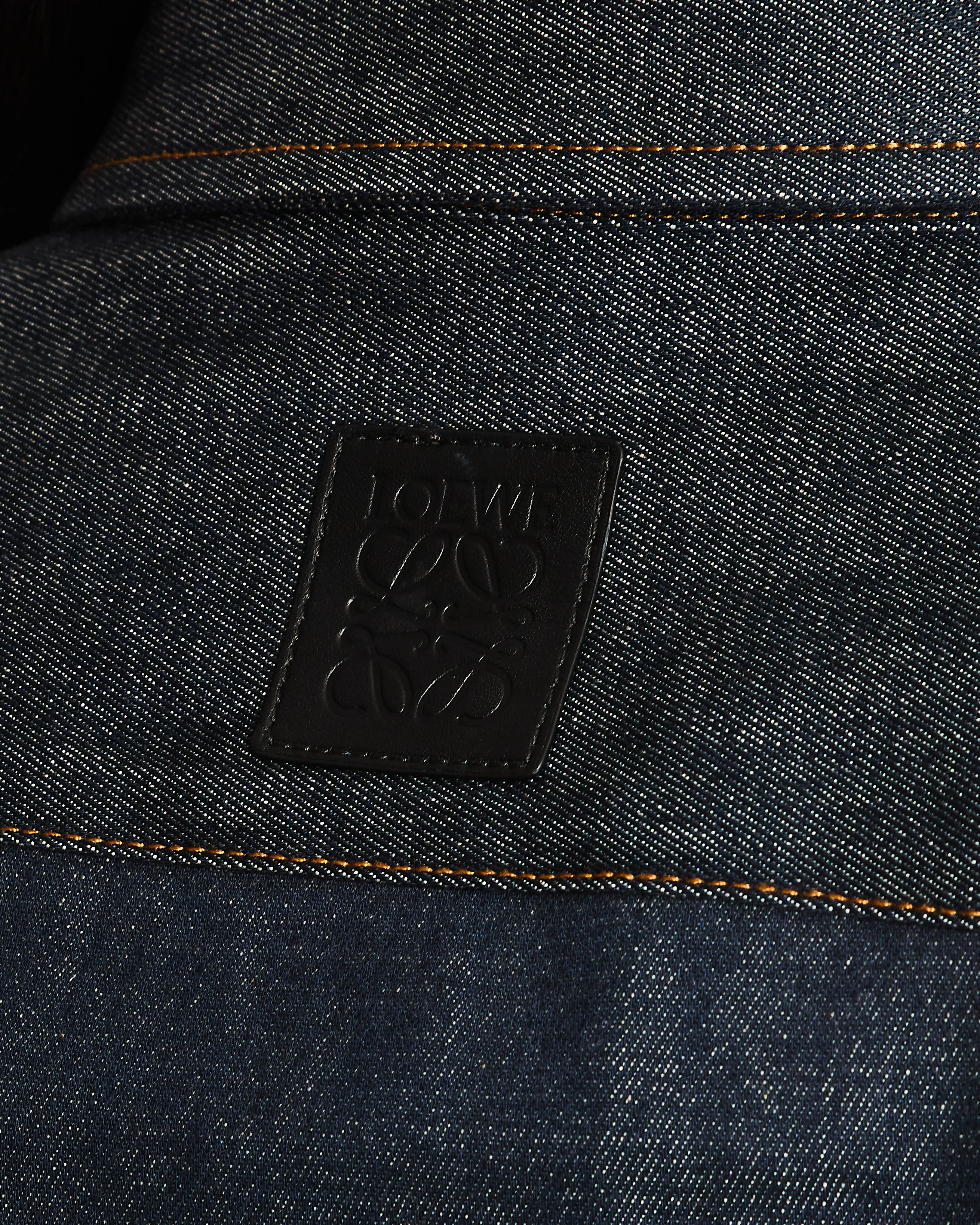 Loewe Dark Blue Raw Denim Shirt Dress with Chain and Anagram Logo Detail Size FR38 (UK 10) - Image 4