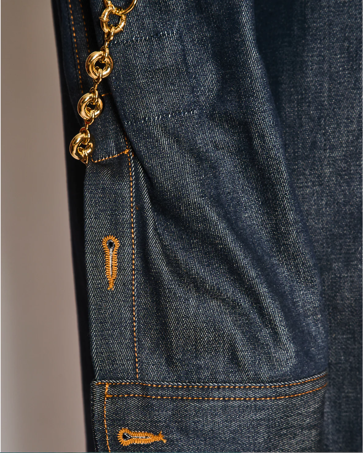 Loewe Dark Blue Raw Denim Shirt Dress with Chain and Anagram Logo Detail Size FR38 (UK 10) - Image 6