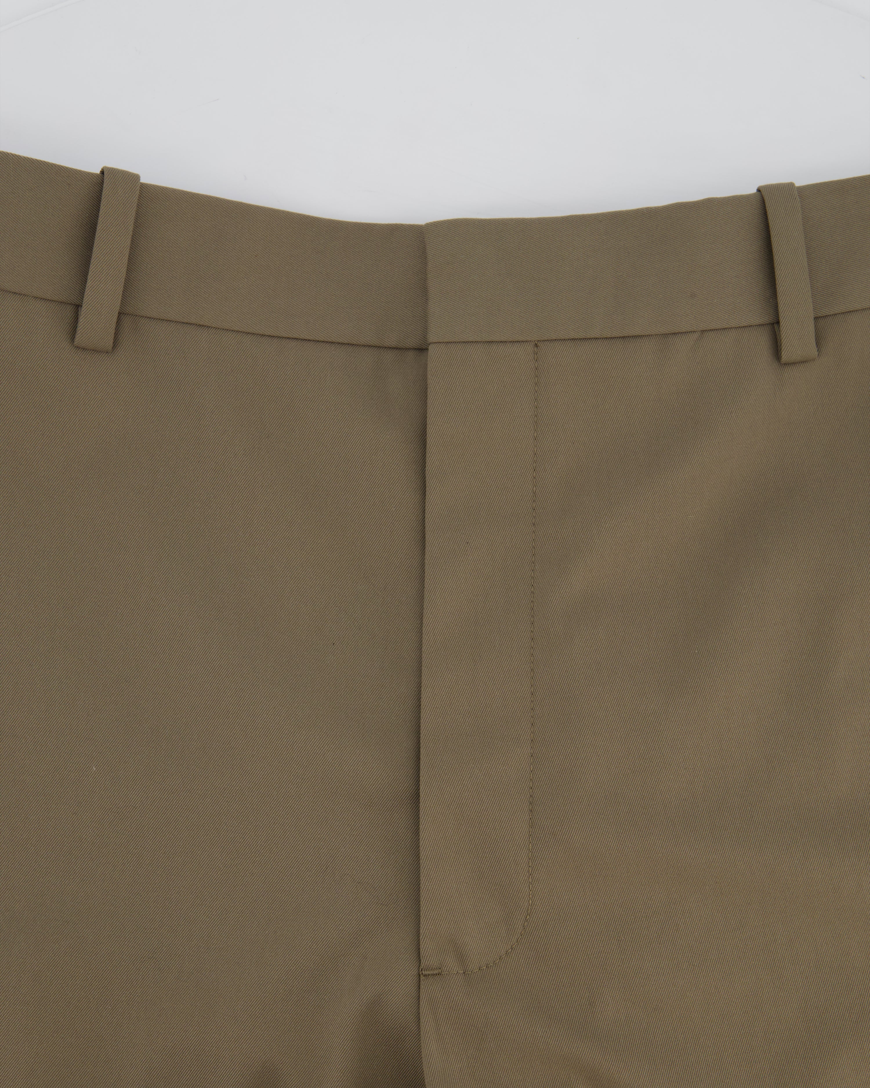 Loewe Khaki Wool Tapered Trousers with Back Pocket Size FR 42 (UK 14) - Image 3