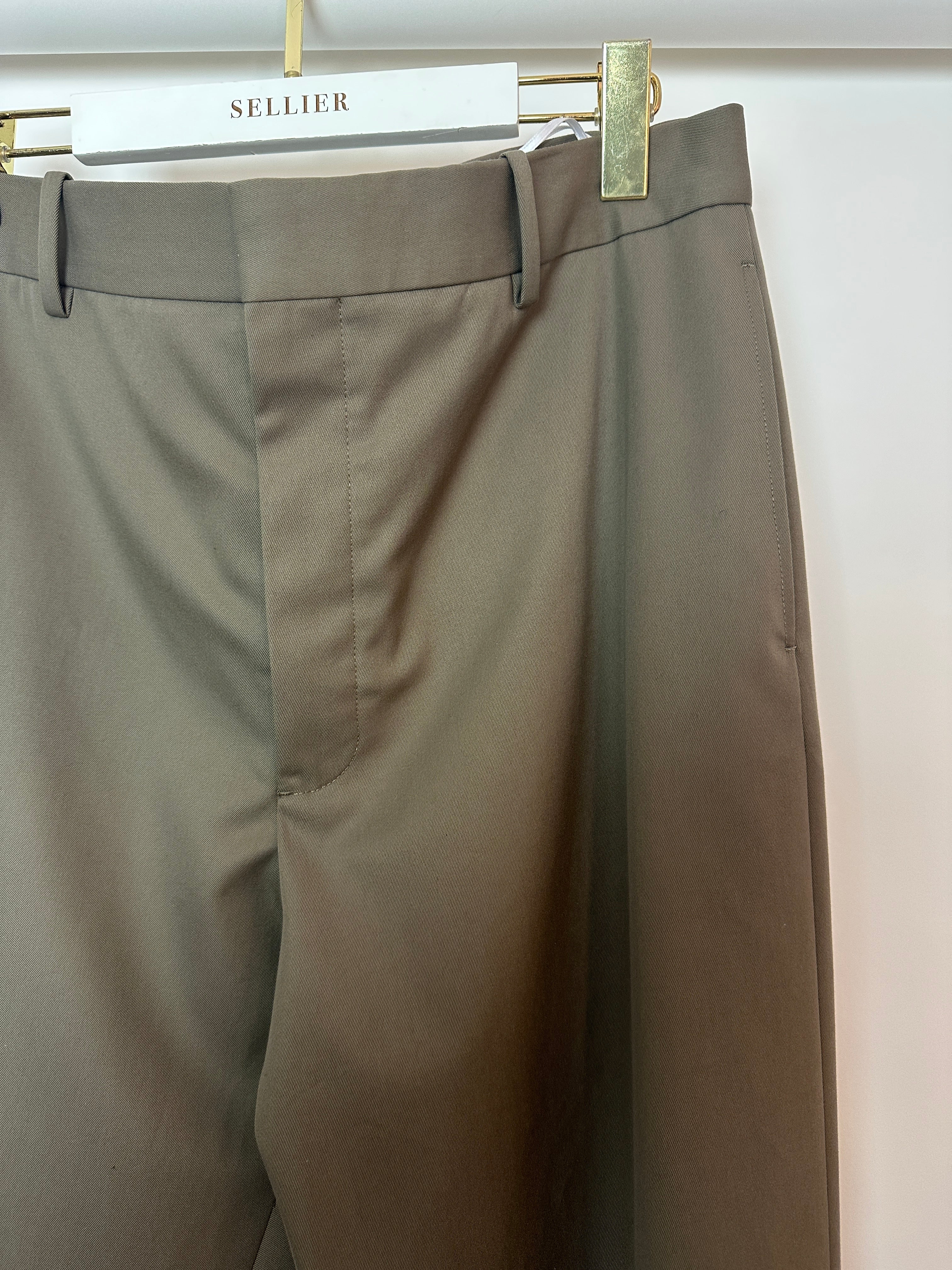 Loewe Khaki Wool Tapered Trousers with Back Pocket Size FR 42 (UK 14) - Image 6