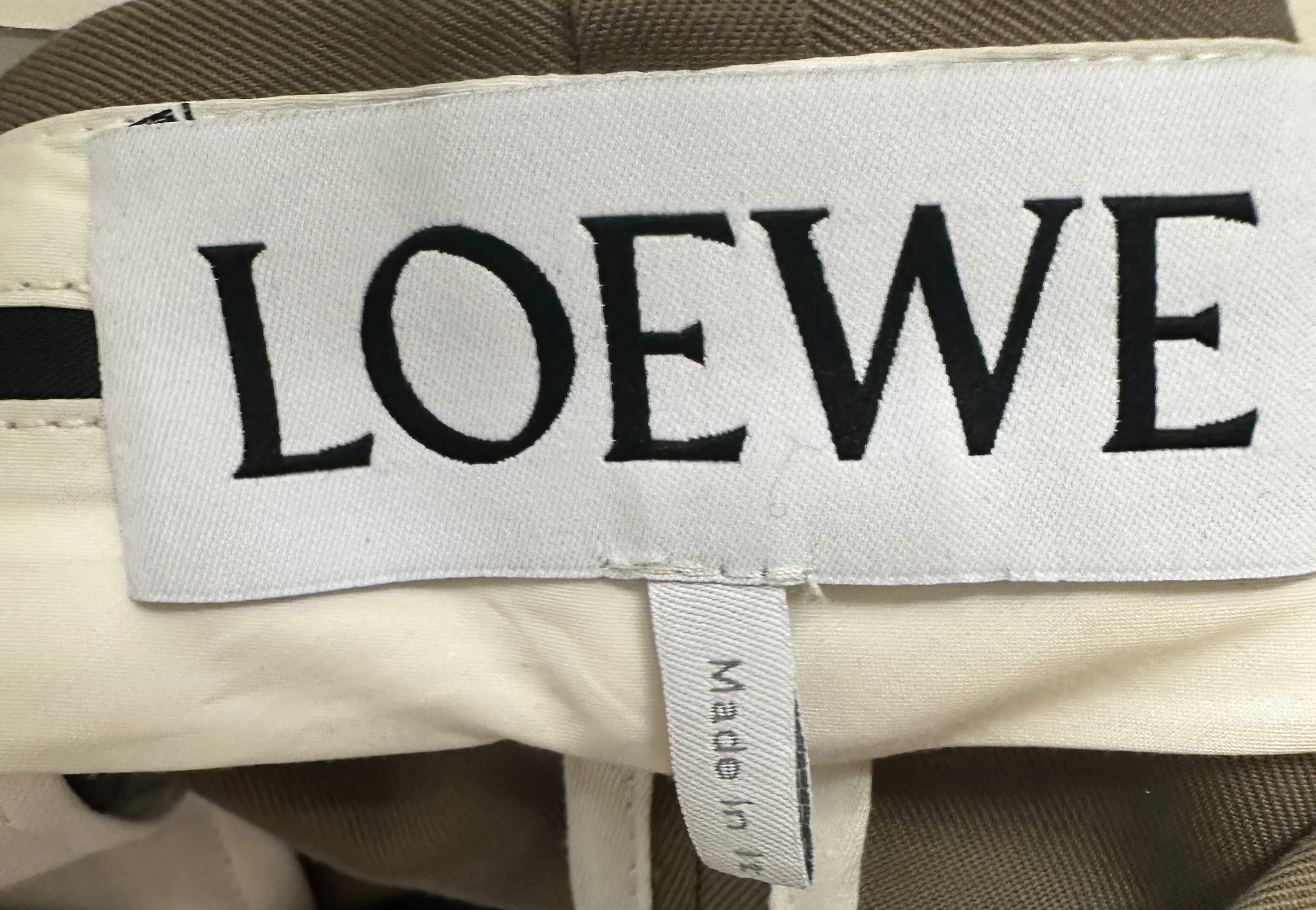 Loewe Khaki Wool Tapered Trousers with Back Pocket Size FR 42 (UK 14) - Image 7