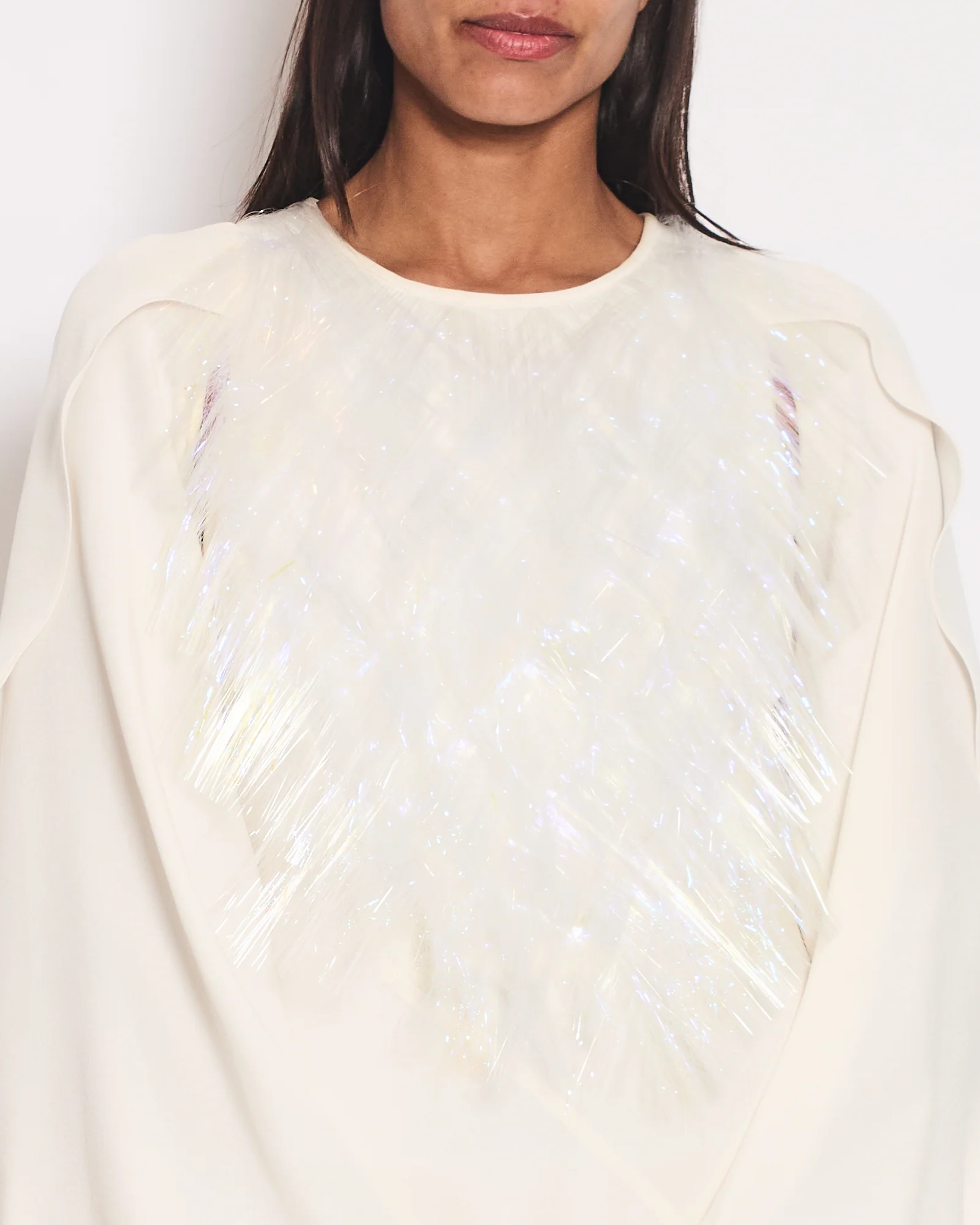 Loewe Ivory Long Sleeve Maxi Dress with Fine Polimer Fringe Appliqué Size 38 (UK 10) - Image 3