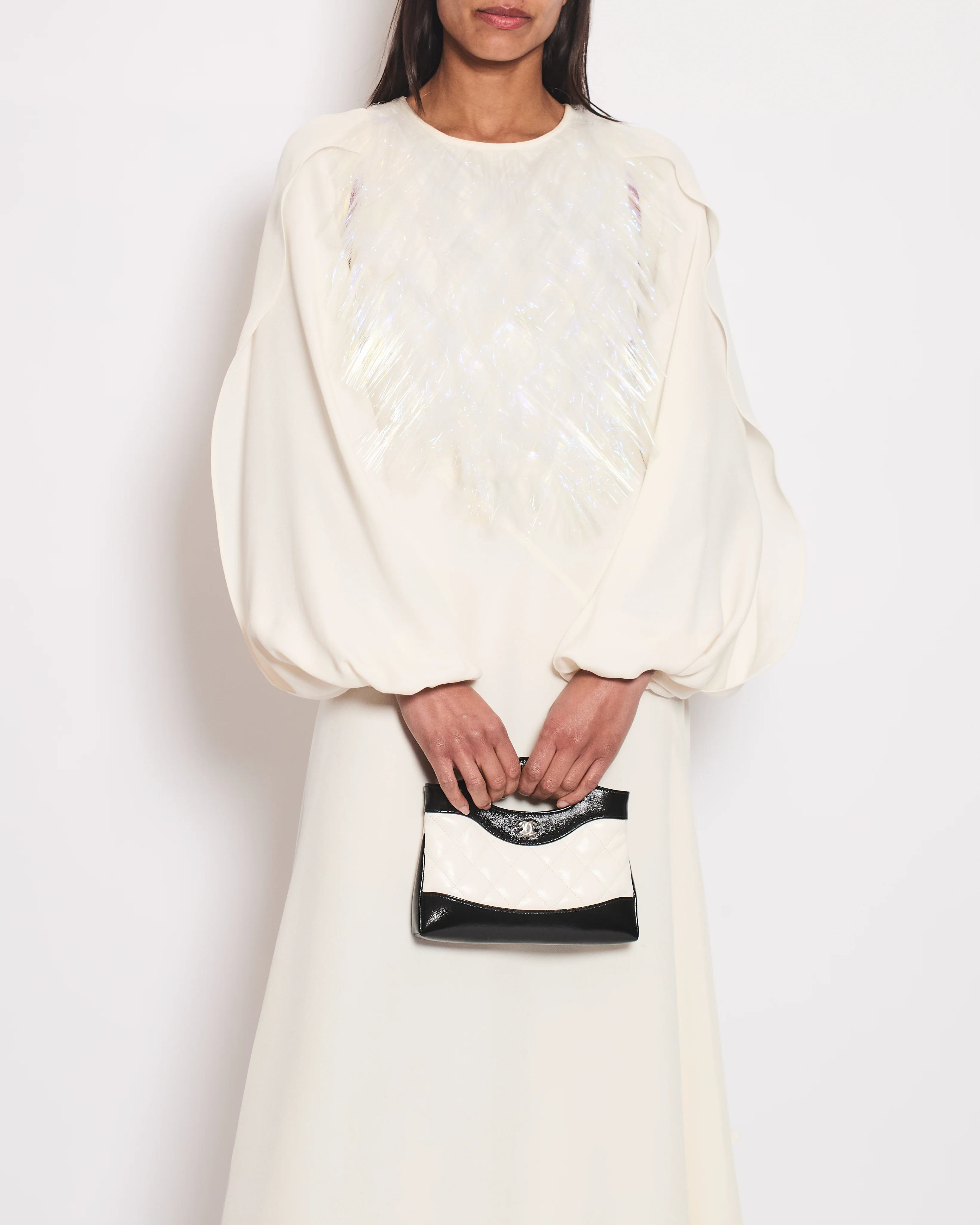 Loewe Ivory Long Sleeve Maxi Dress with Fine Polimer Fringe Appliqué Size 38 (UK 10) - Image 4