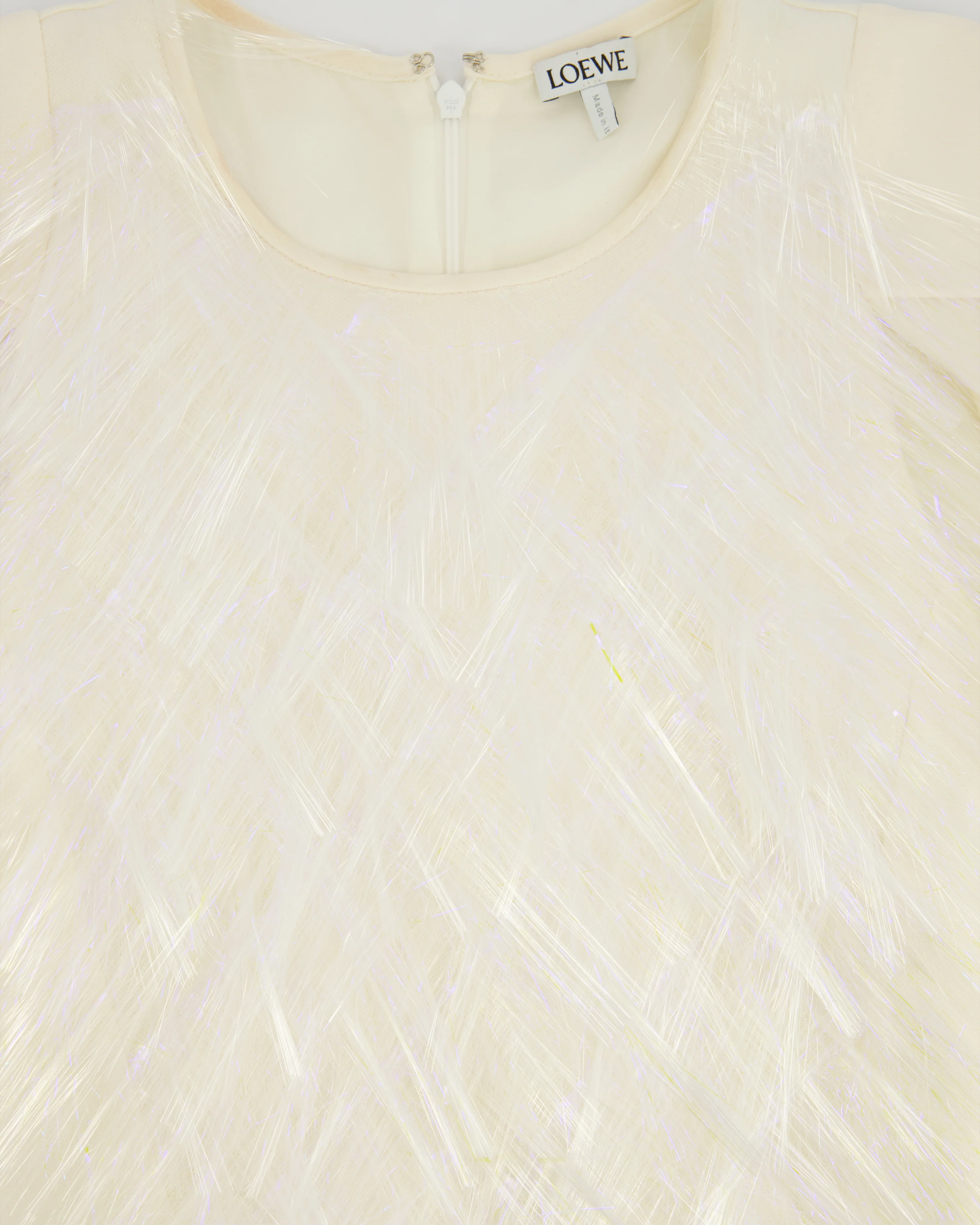 Loewe Ivory Long Sleeve Maxi Dress with Fine Polimer Fringe Appliqué Size 38 (UK 10) - Image 9