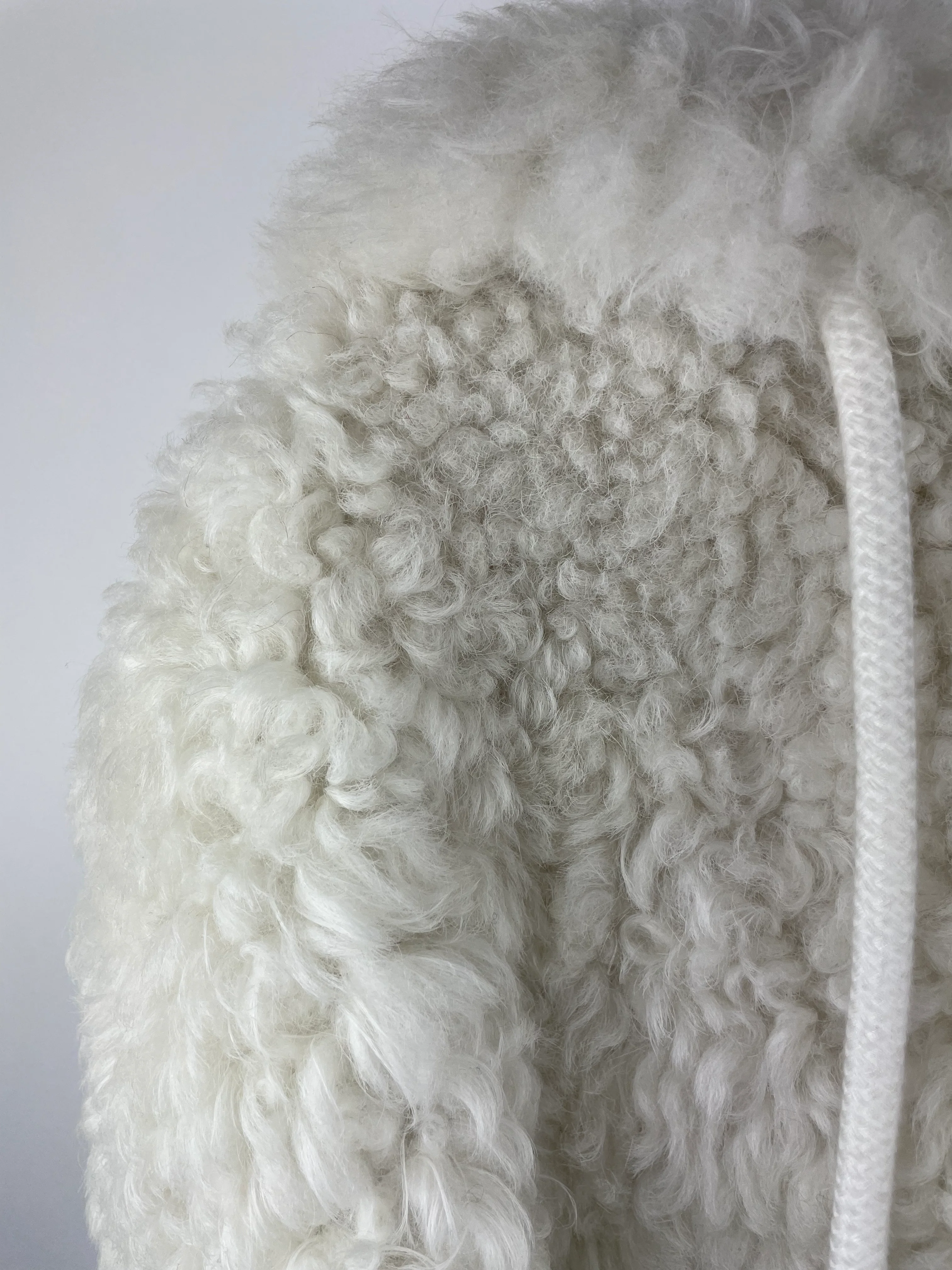Loewe White Hooded Shearling Bomber Jacket Size FR 38 (UK 10) - Image 10