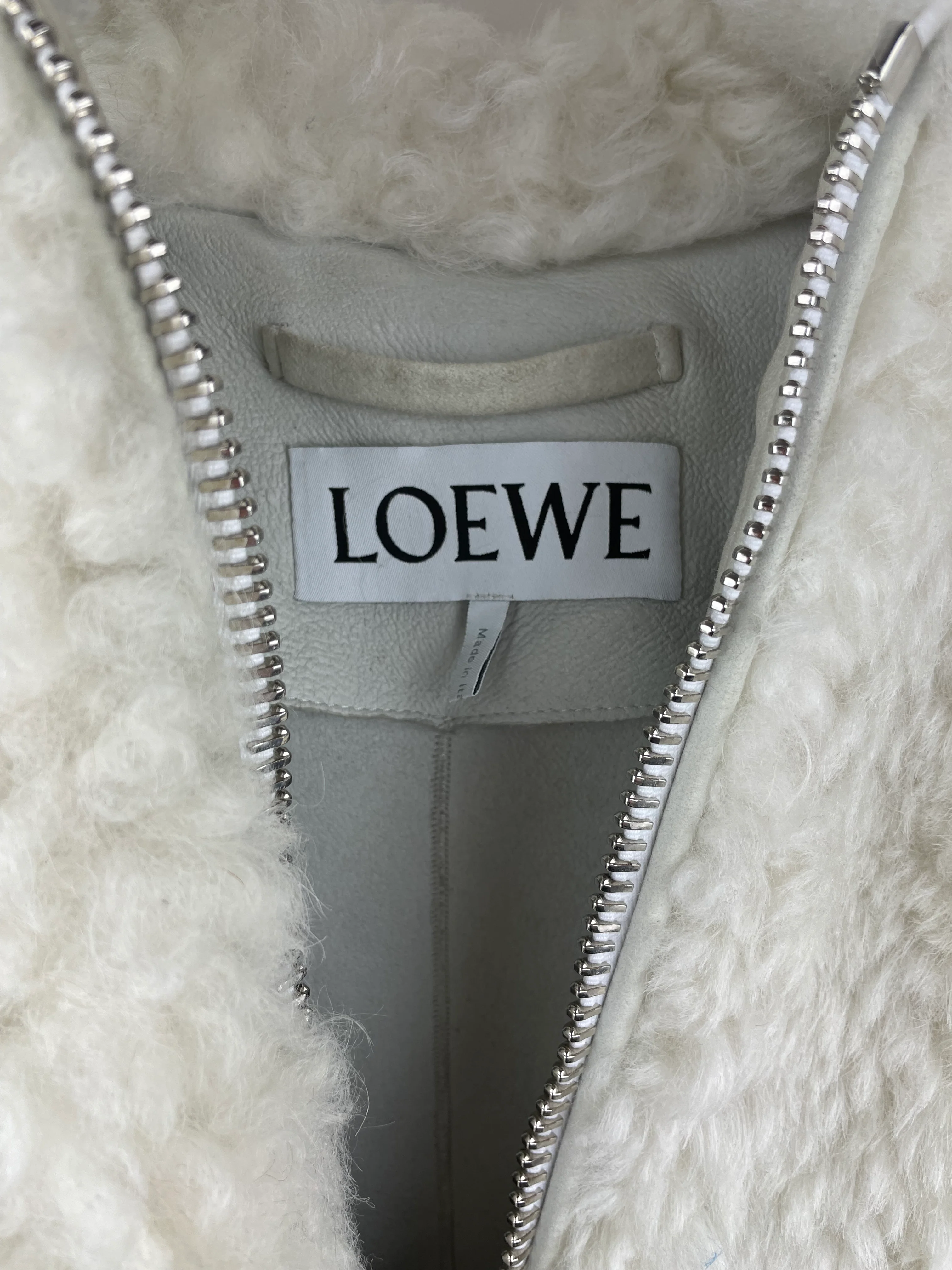 Loewe White Hooded Shearling Bomber Jacket Size FR 38 (UK 10) - Image 11
