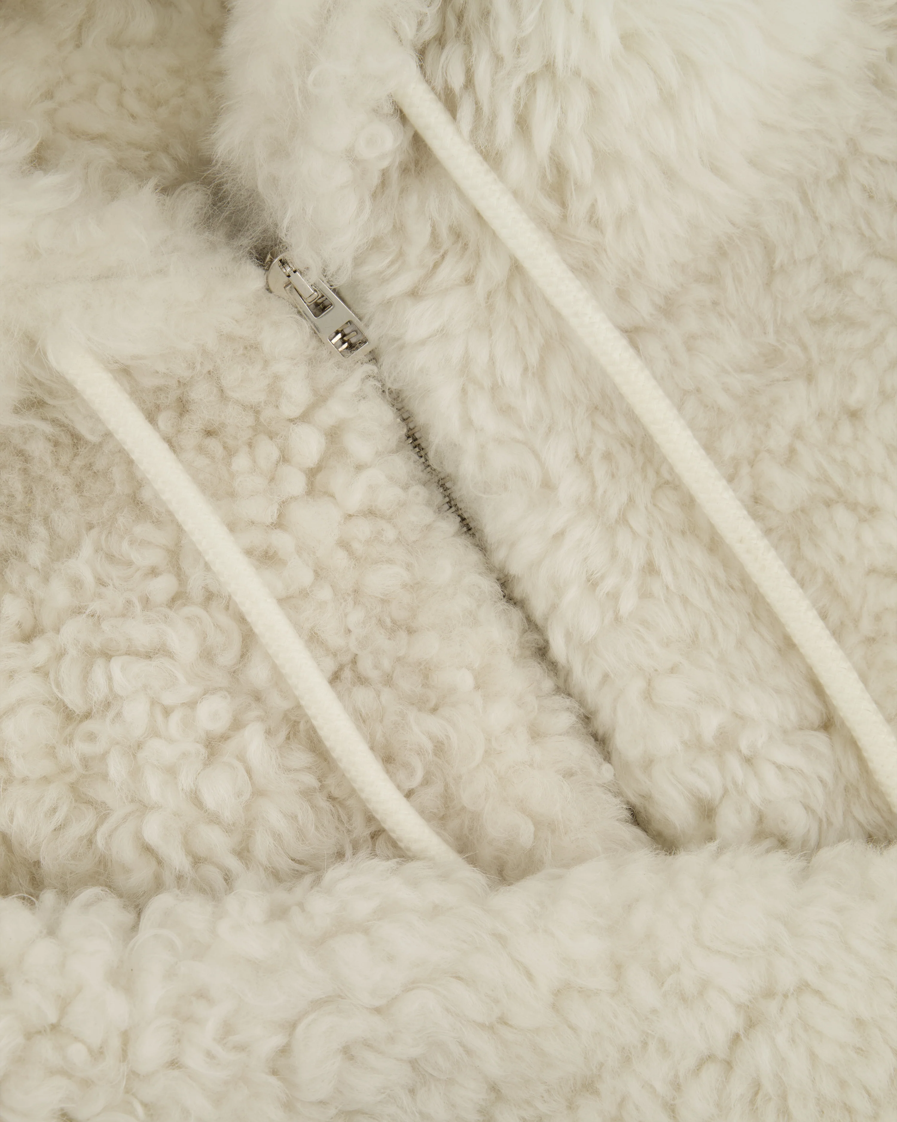 Loewe White Hooded Shearling Bomber Jacket Size FR 38 (UK 10) - Image 6