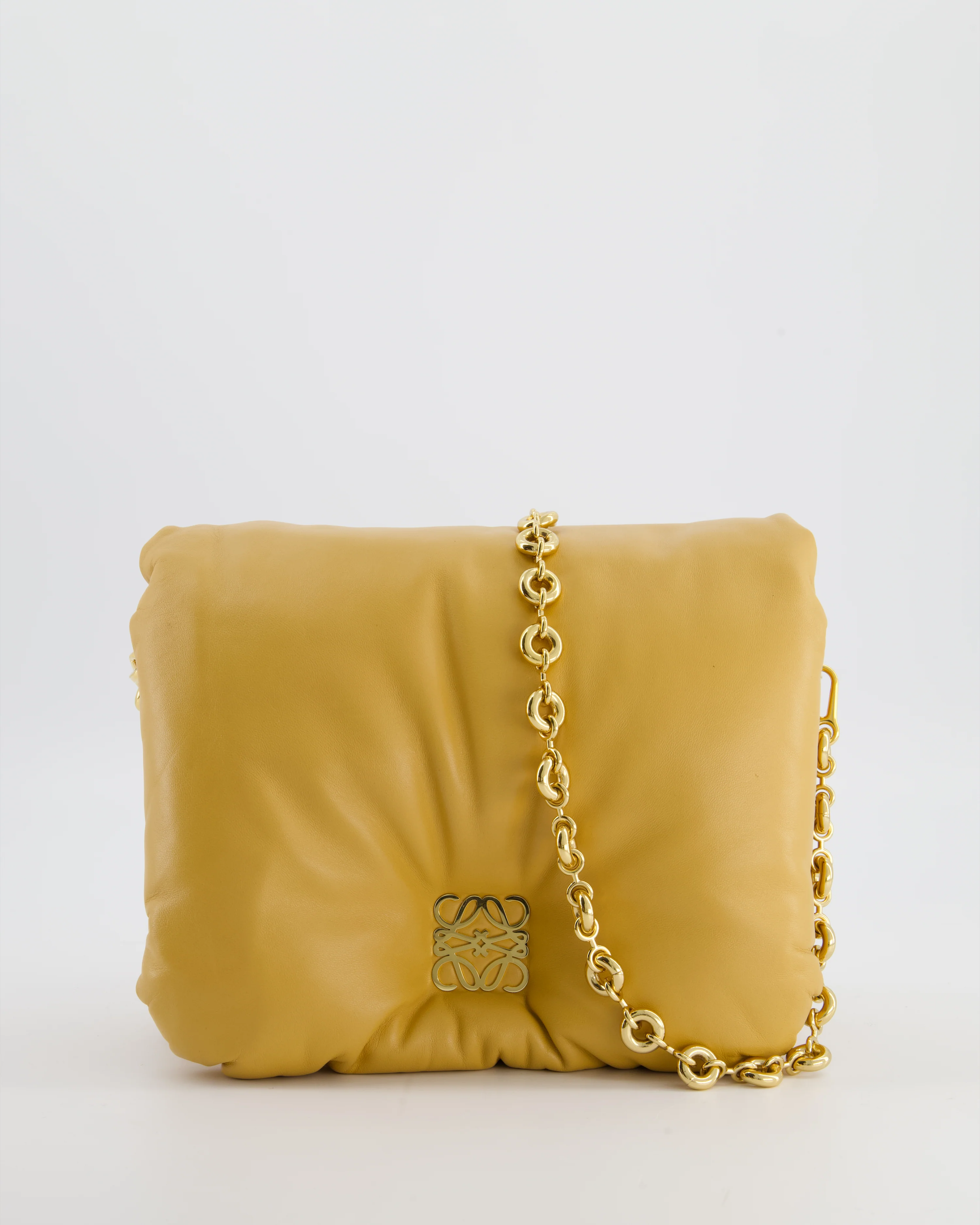 Loewe Yellow Goya Puffer Bag in Lamb Nappa Leather with Gold Hardware - Image 3