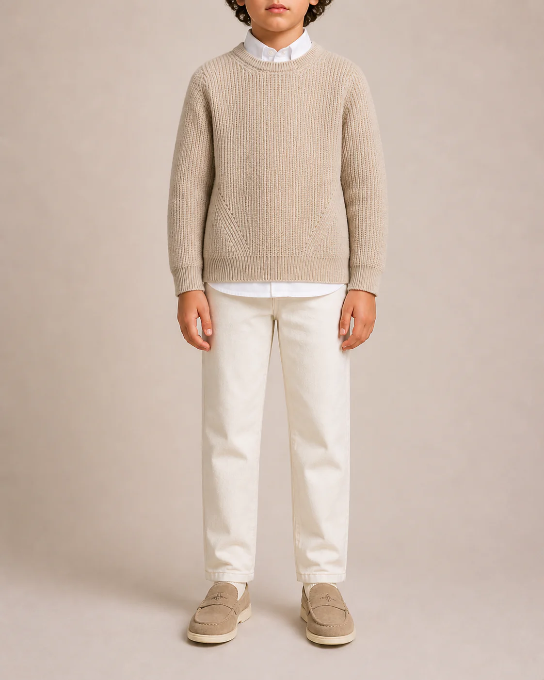 Loro Piana Kids Beige Cashmere Knit Long-Sleeve Jumper Size 8 years RRP £585