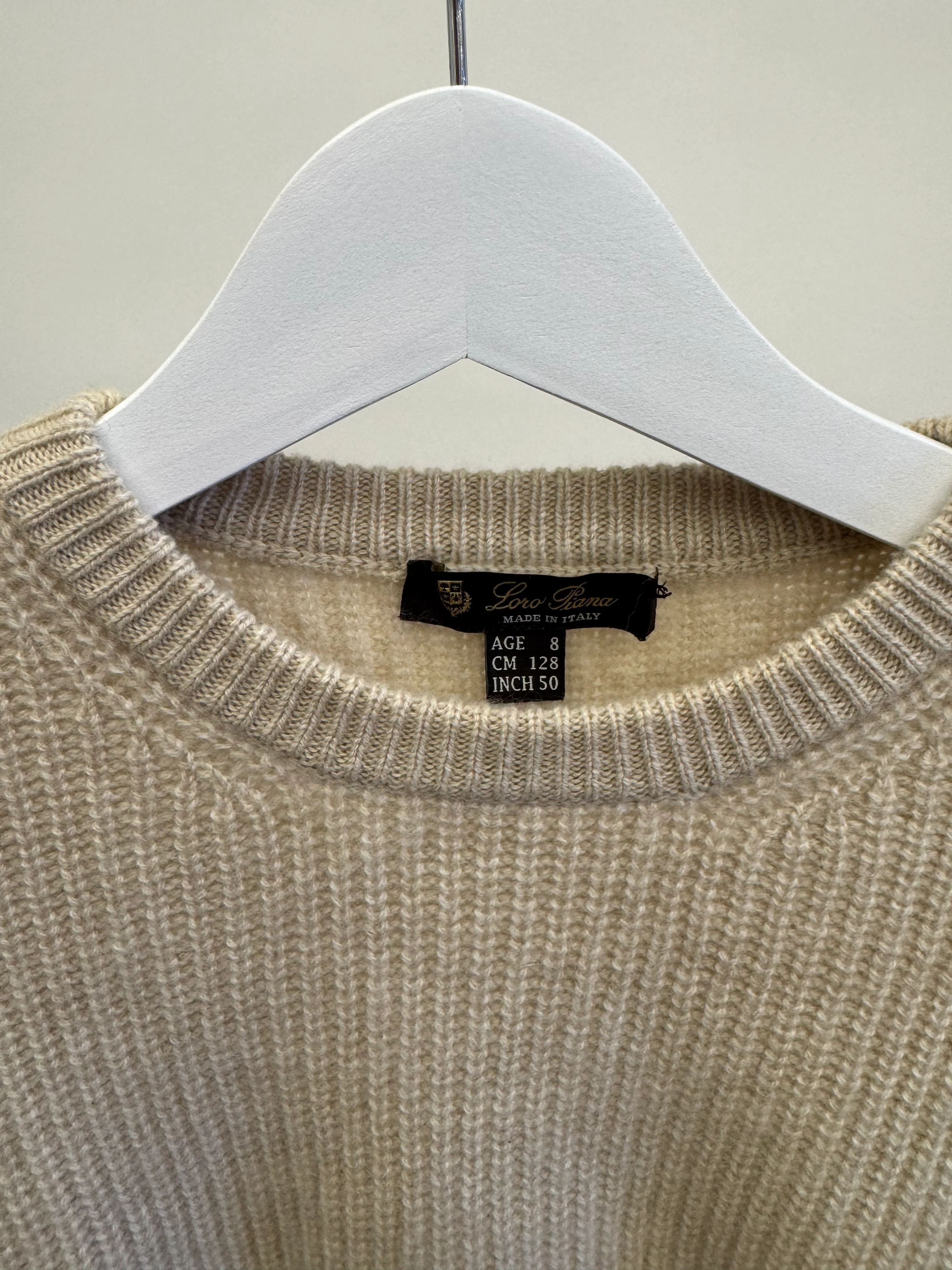 Loro Piana Kids Beige Cashmere Knit Long-Sleeve Jumper Size 8 years RRP £585 - Image 4