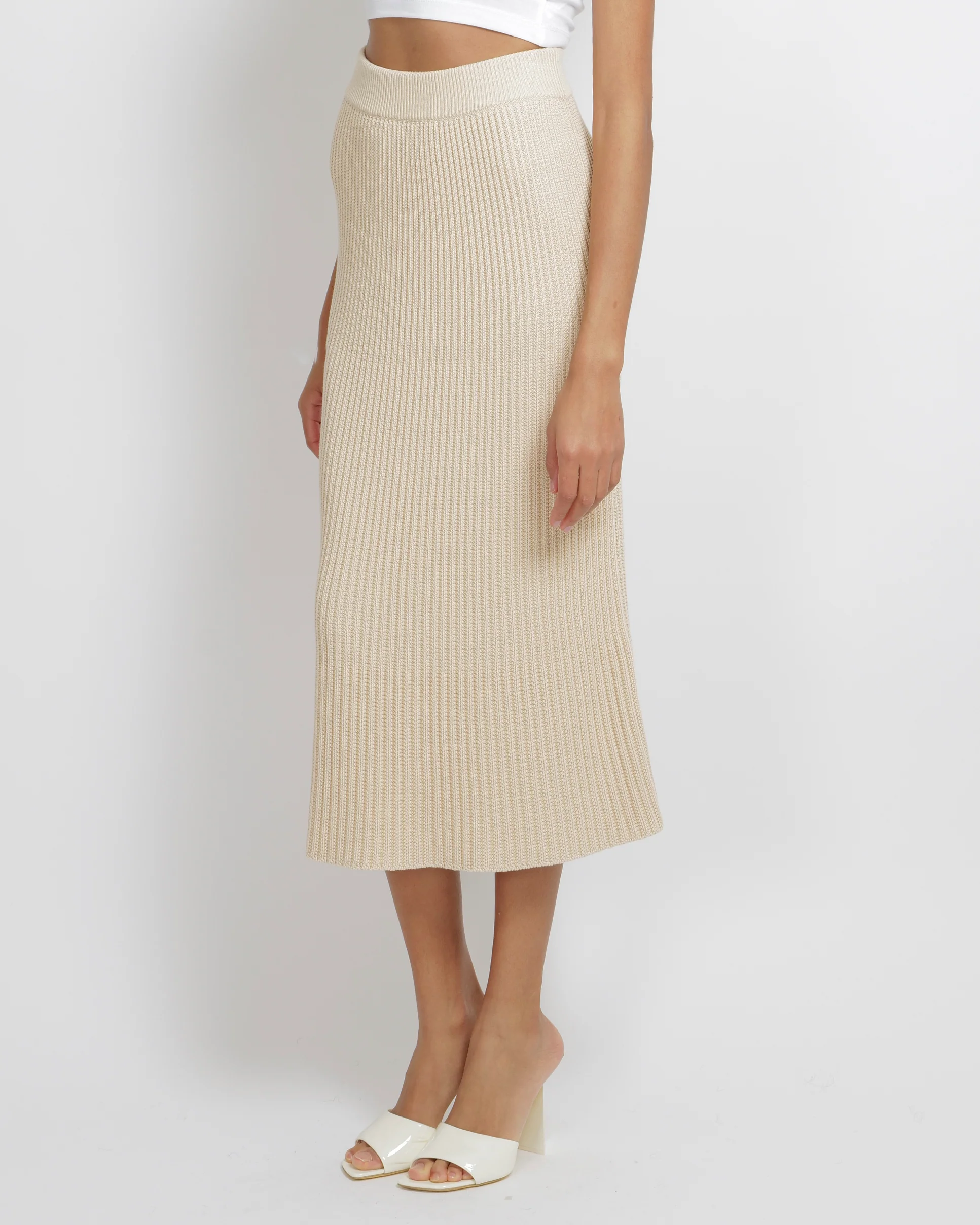 Loro Piana Beige Silk Knitted Maxi Skirt Size S (UK 8)