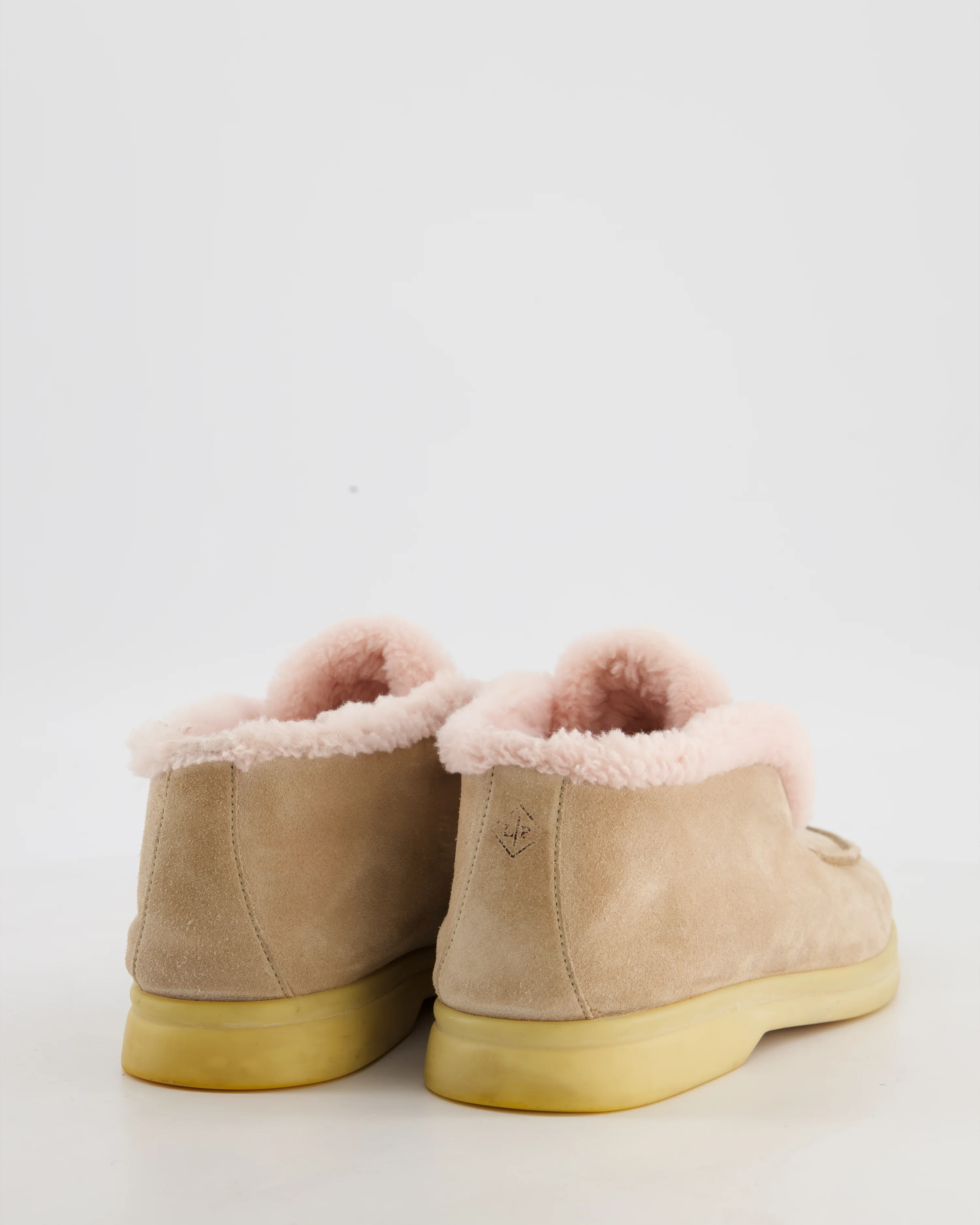 Loro Piana Beige Suede Open Walks with Light Pink Shearling Size EU 39 - Image 3