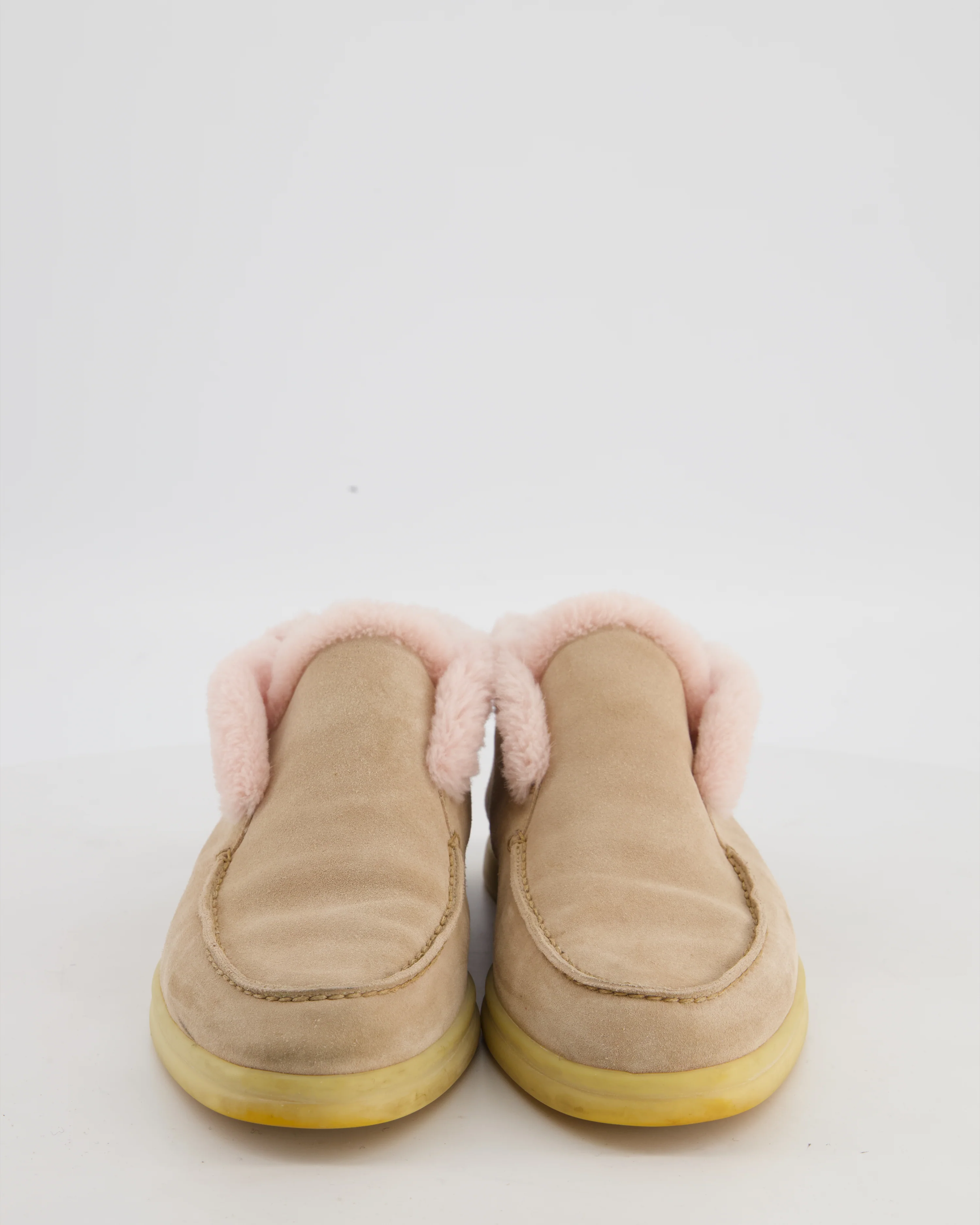 Loro Piana Beige Suede Open Walks with Light Pink Shearling Size EU 39 - Image 4