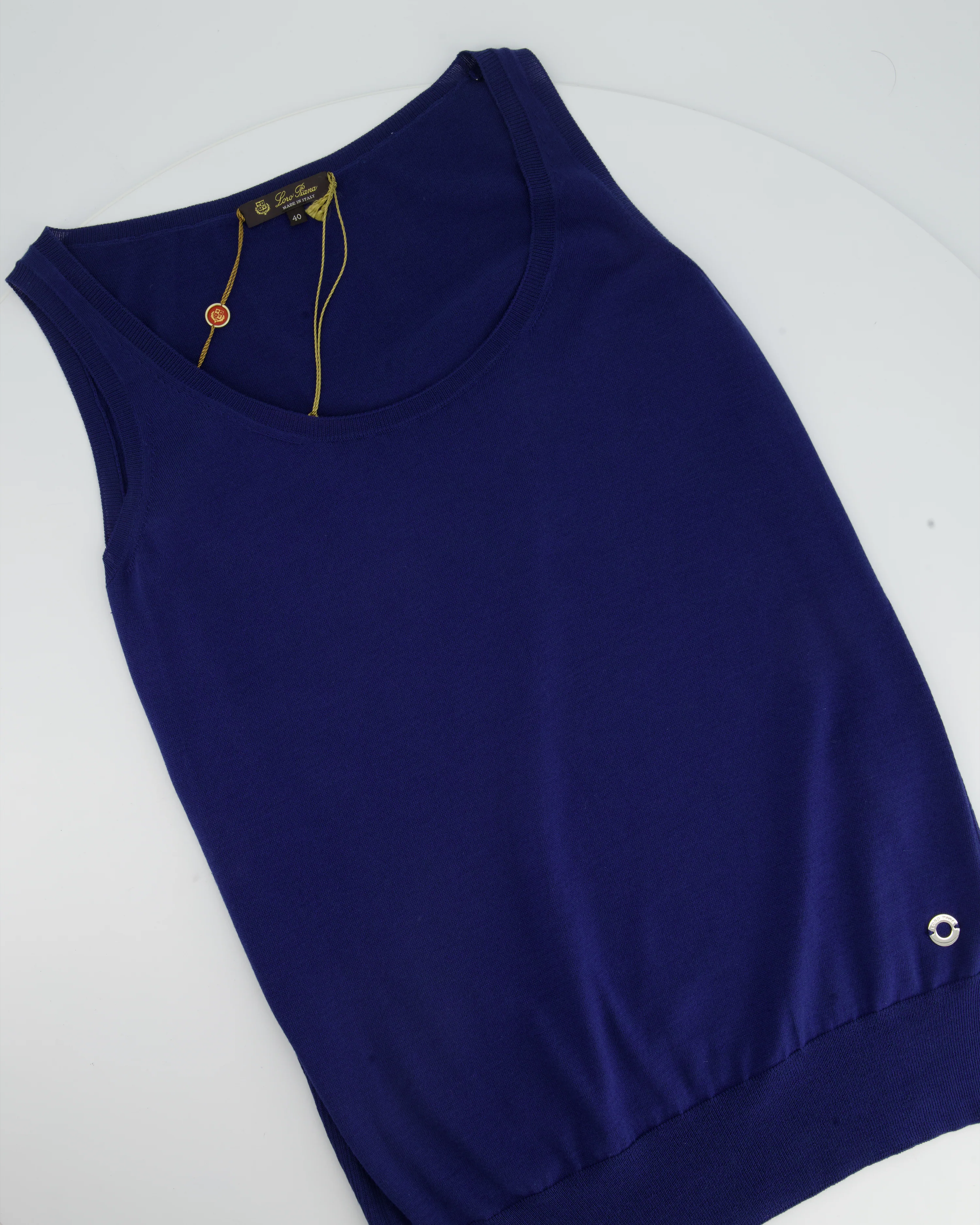 Loro Piana Blue Silk Blend Tank Top Size IT 40 (UK 8) - Image 3