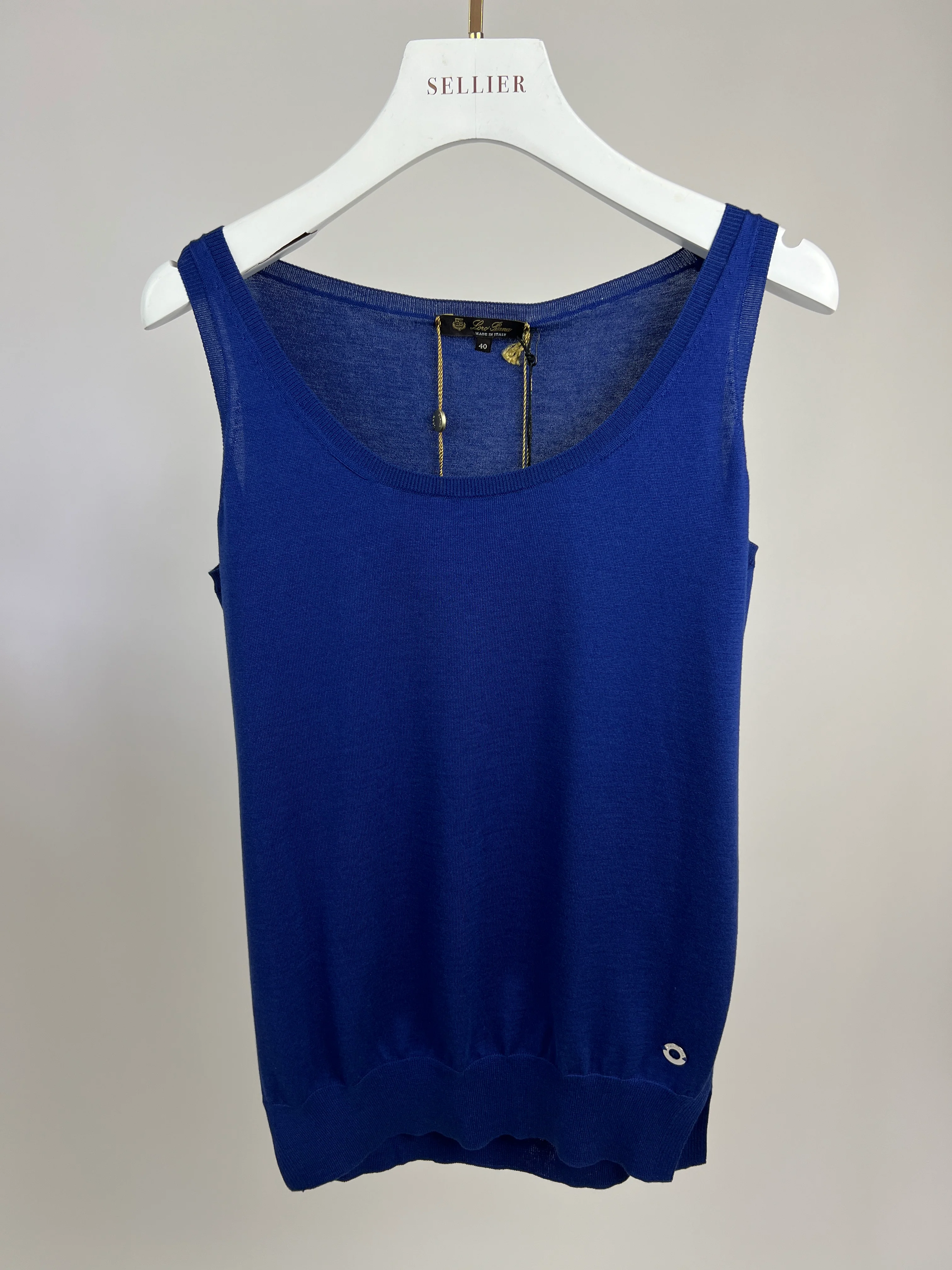 Loro Piana Blue Silk Blend Tank Top Size IT 40 (UK 8) - Image 4