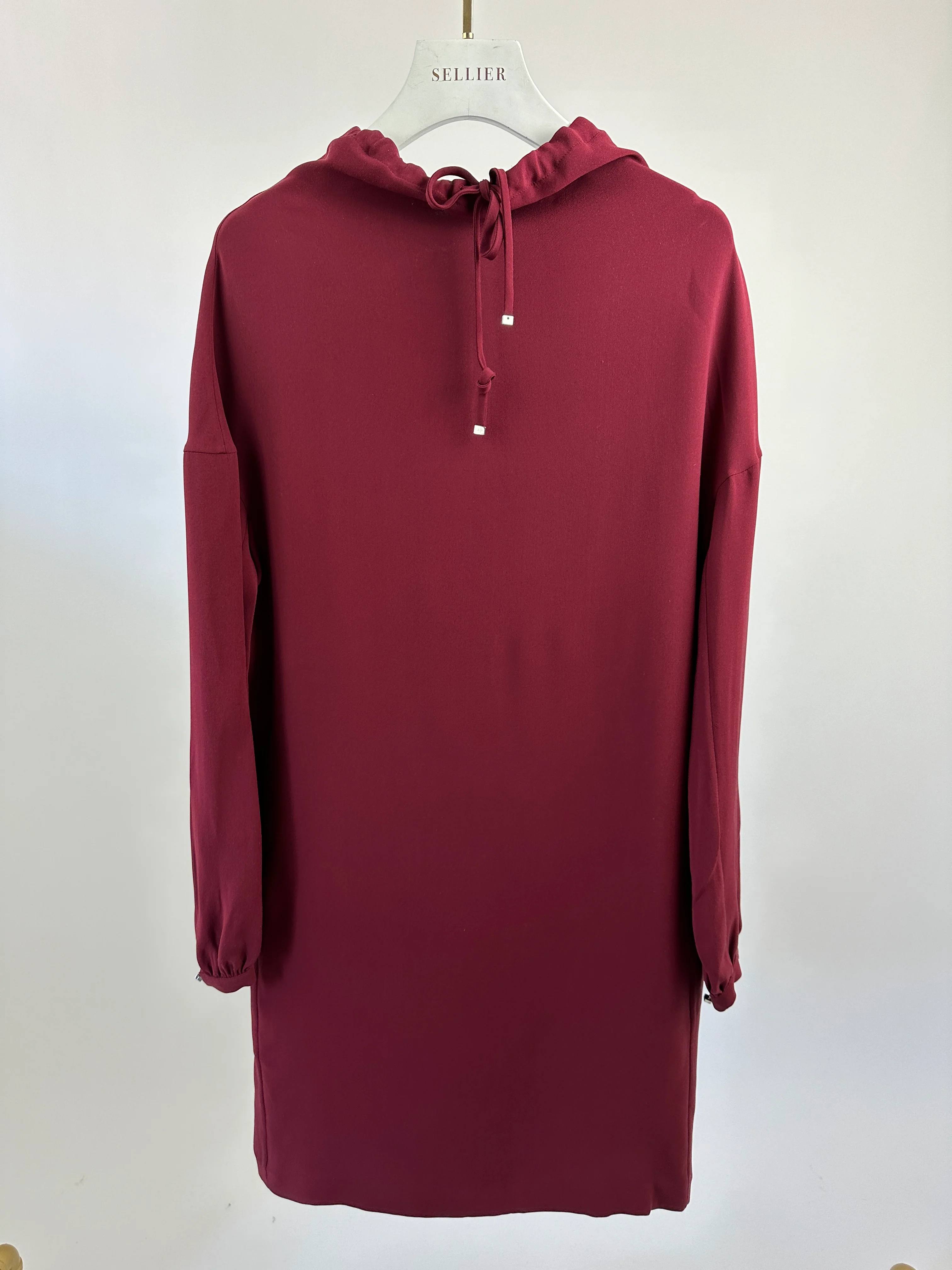 Loro Piana Burgundy Silk Drawstring Tunic Dress - Image 4