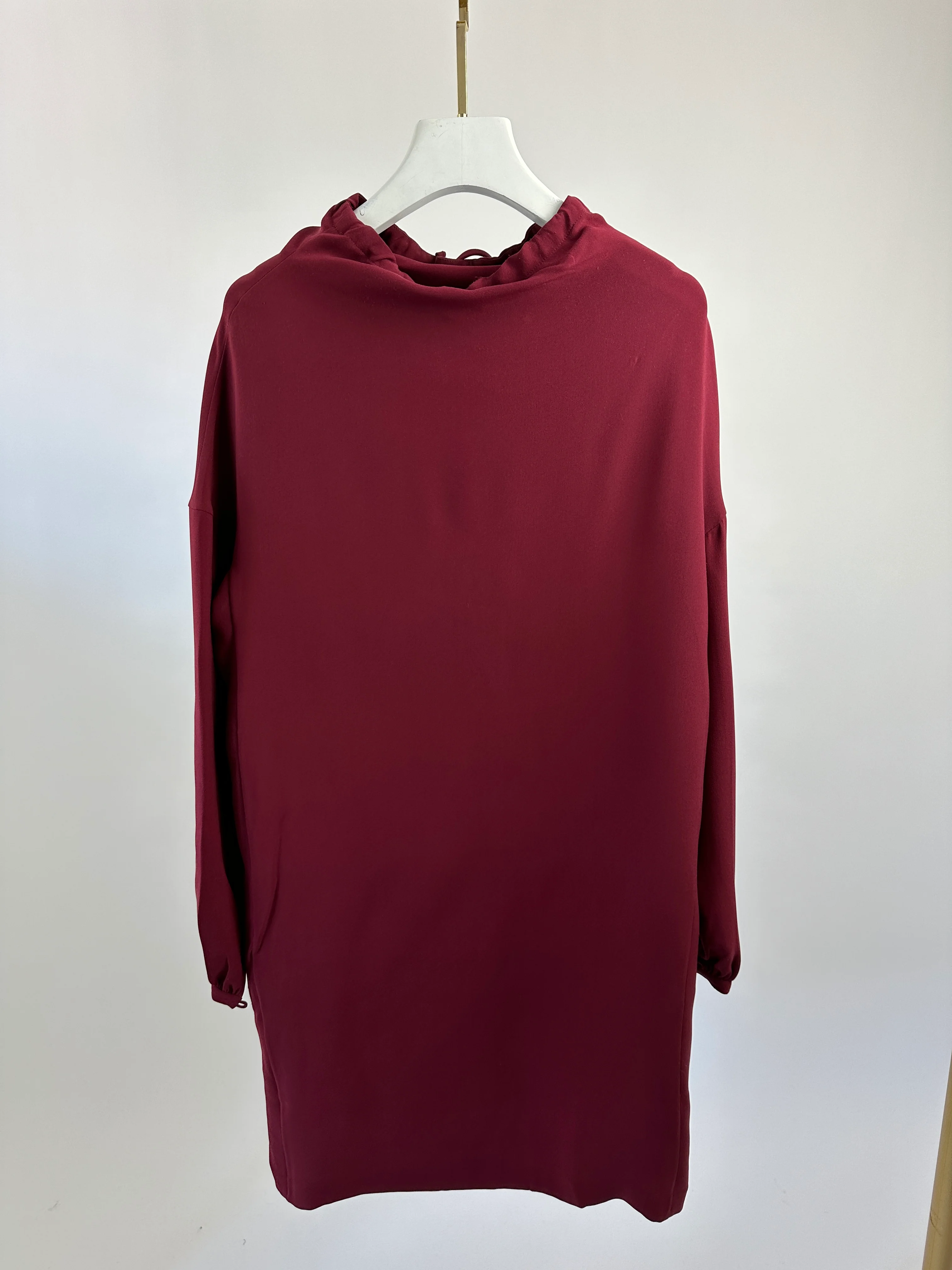 Loro Piana Burgundy Silk Drawstring Tunic Dress - Image 5