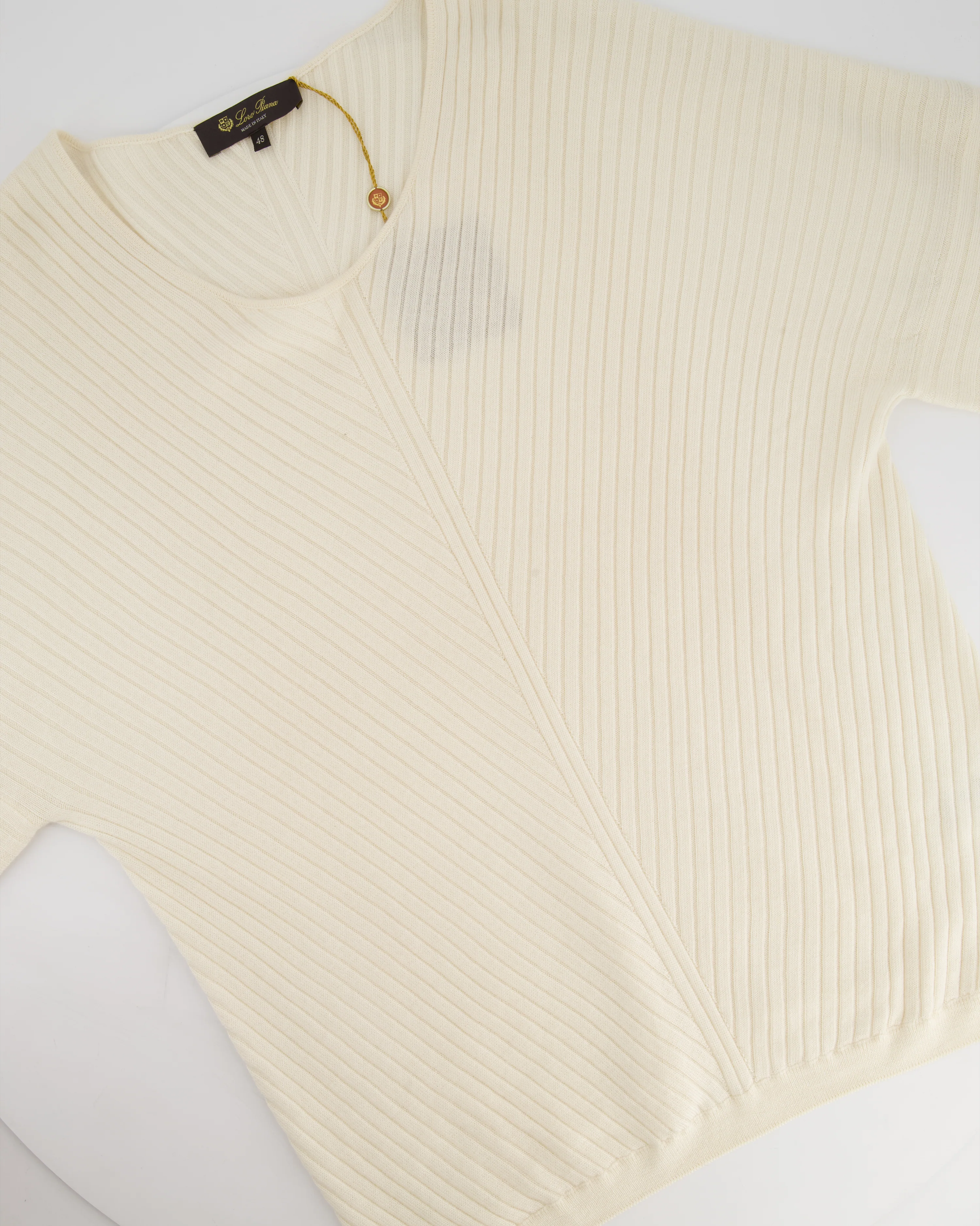 Loro Piana Cream Knit Cashmere Low Neckline Jumper Size IT 48 (UK 16)