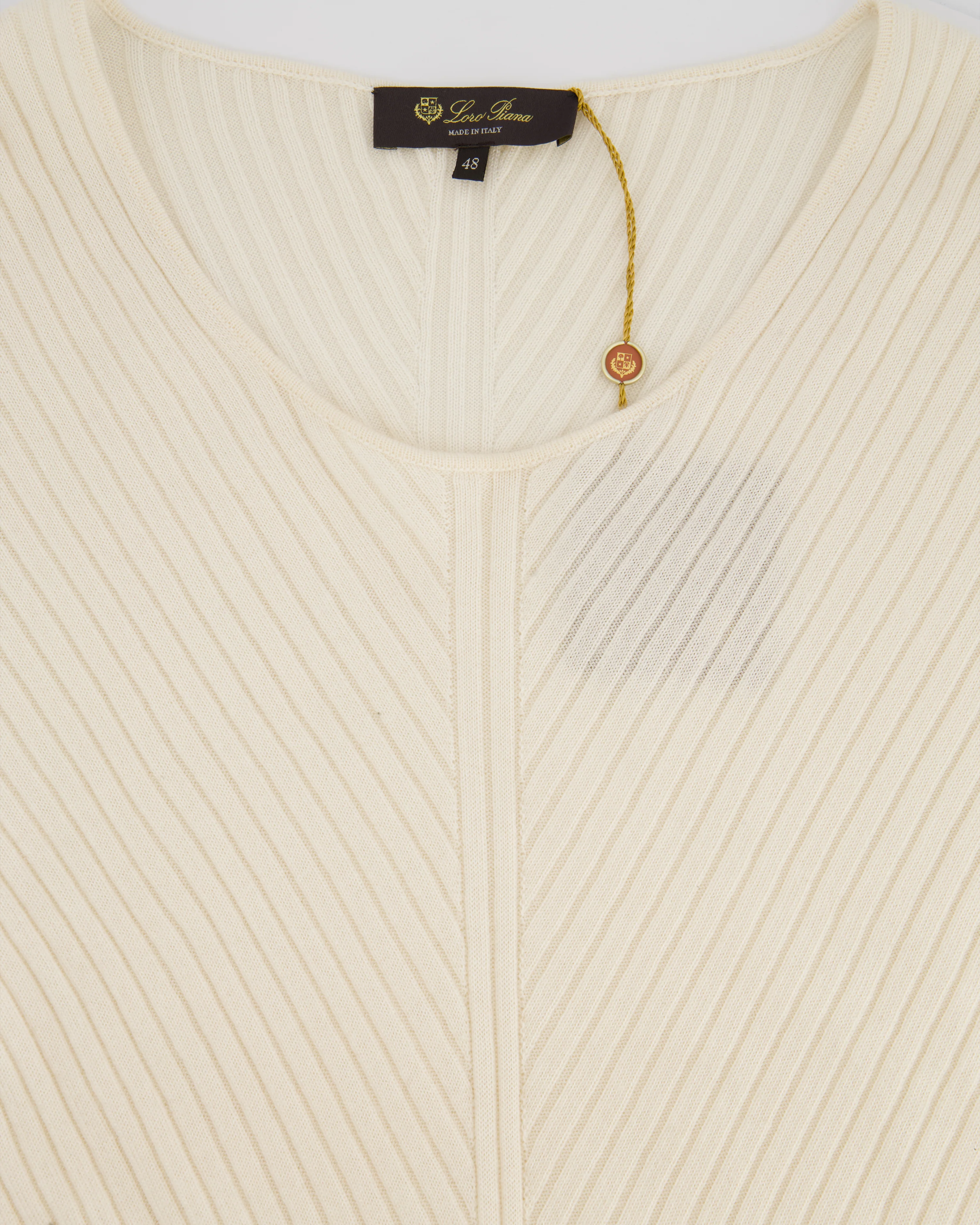 Loro Piana Cream Knit Cashmere Low Neckline Jumper Size IT 48 (UK 16) - Image 2