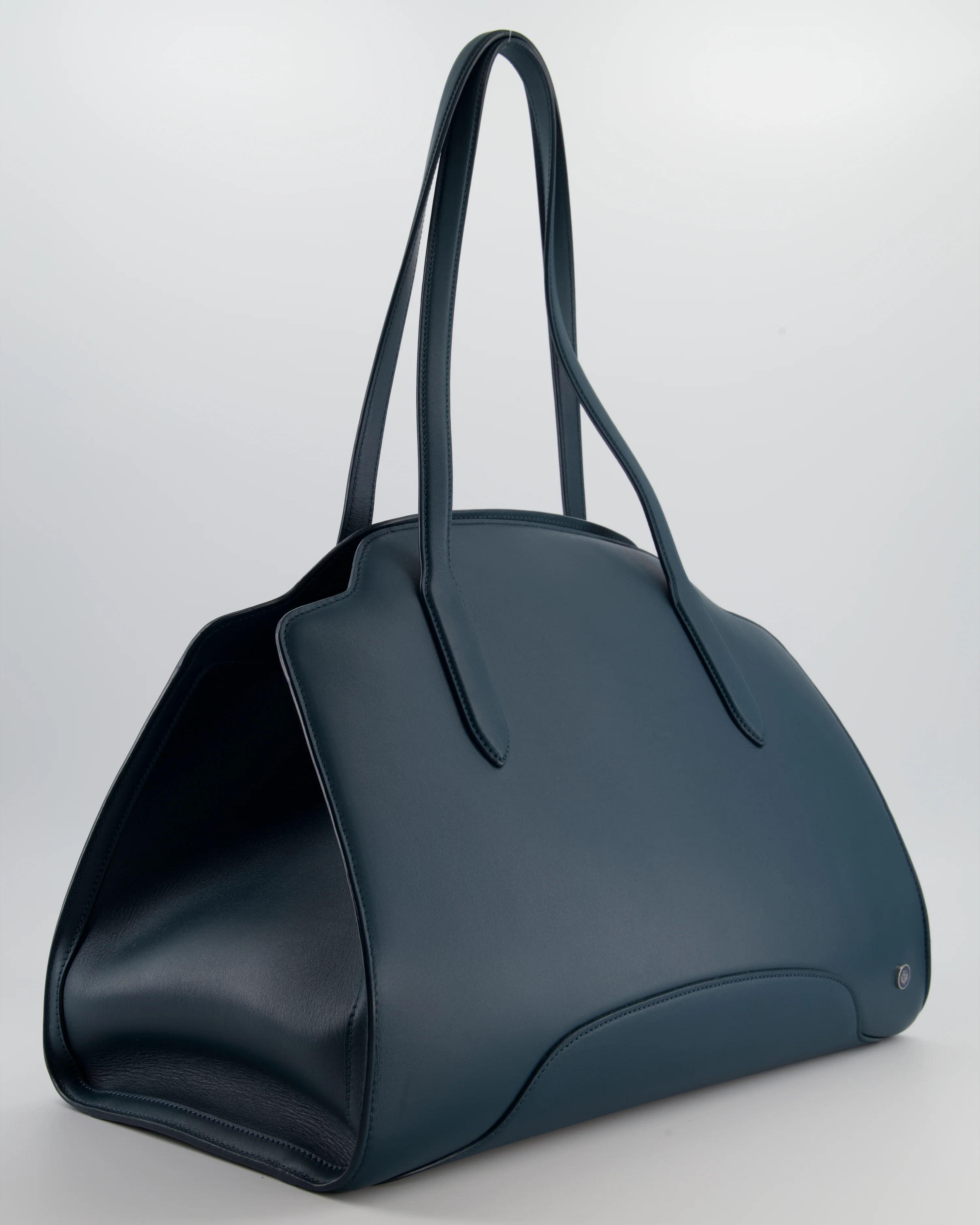 Loro Piana Dark Teal Large Sesia Leather Tote Bag - Image 3