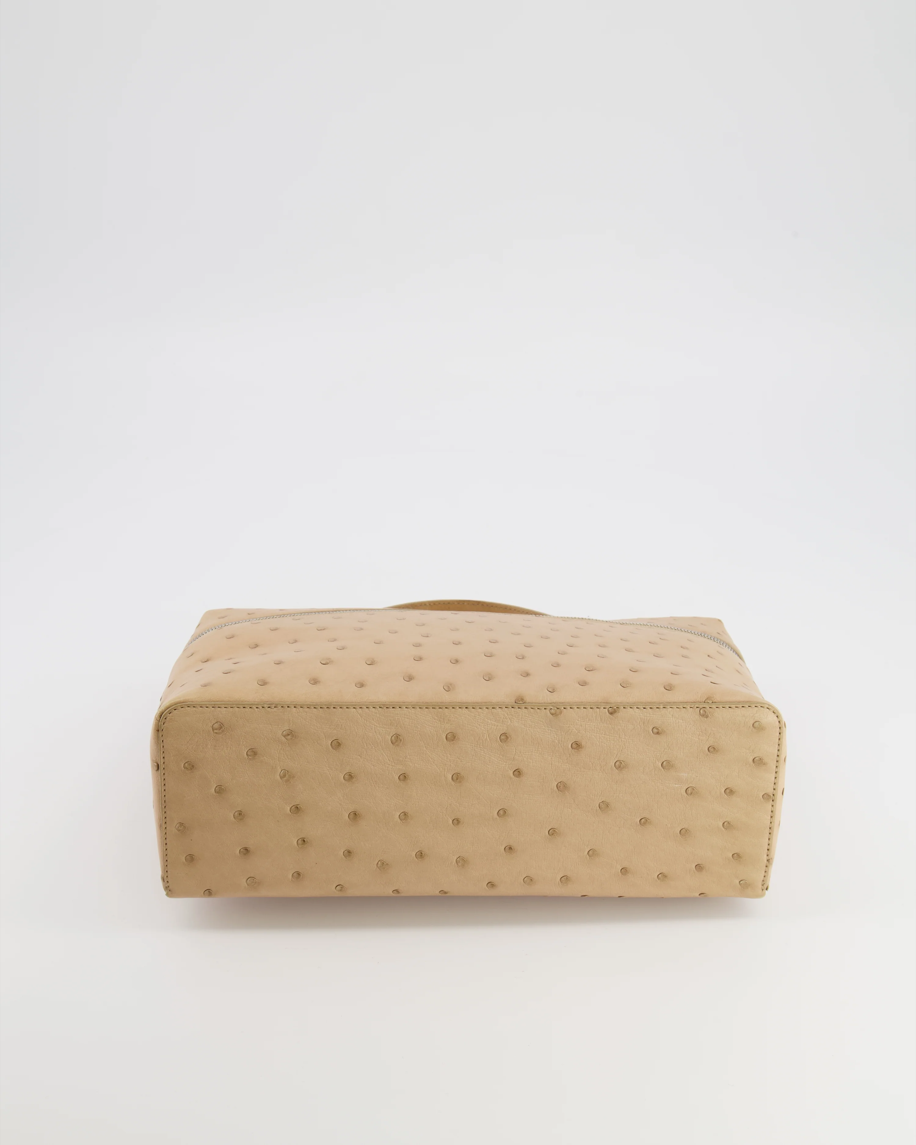 Loro Piana Extra Pocket L27 Pouch Bag in Beige Ostrich Leather with Silver Hardware - Image 17