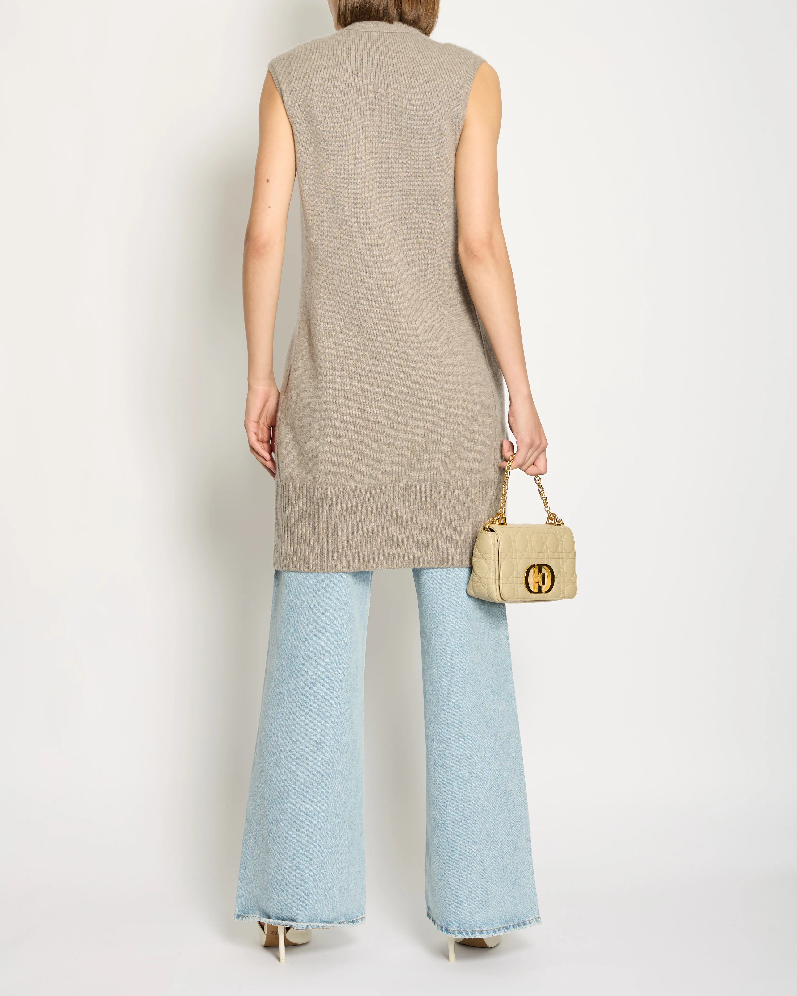 Loro Piana Grey Cashmere Longline Sleeveless Cardigan IT 42 (UK 10) - Image 2