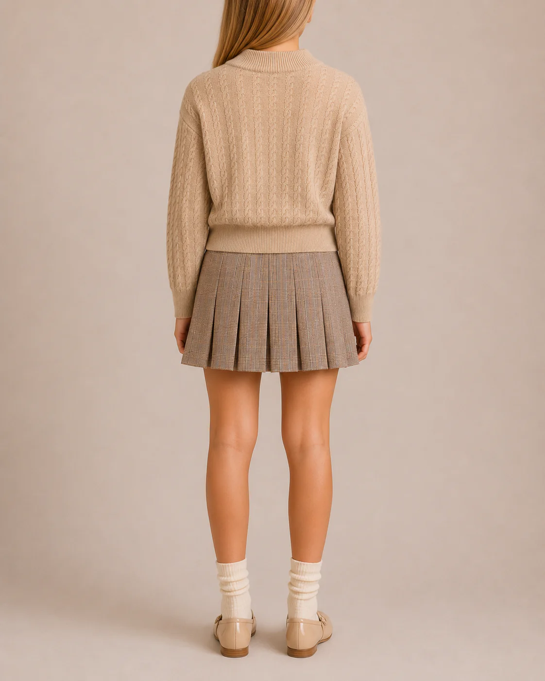 Loro Piana Kids Beige and Metallic Gold Cableknit Jumper Size 8 years RRP £650 - Image 2