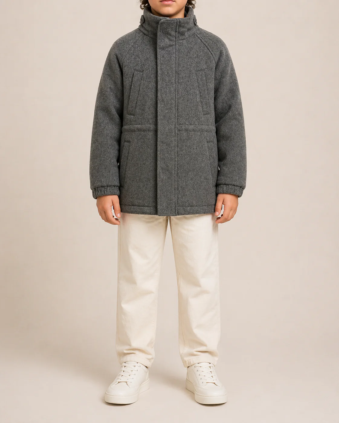 Loro Piana Kids Grey Cashmere Jacket with Pockets and Knit Collar Size 8 years RRP £2,550