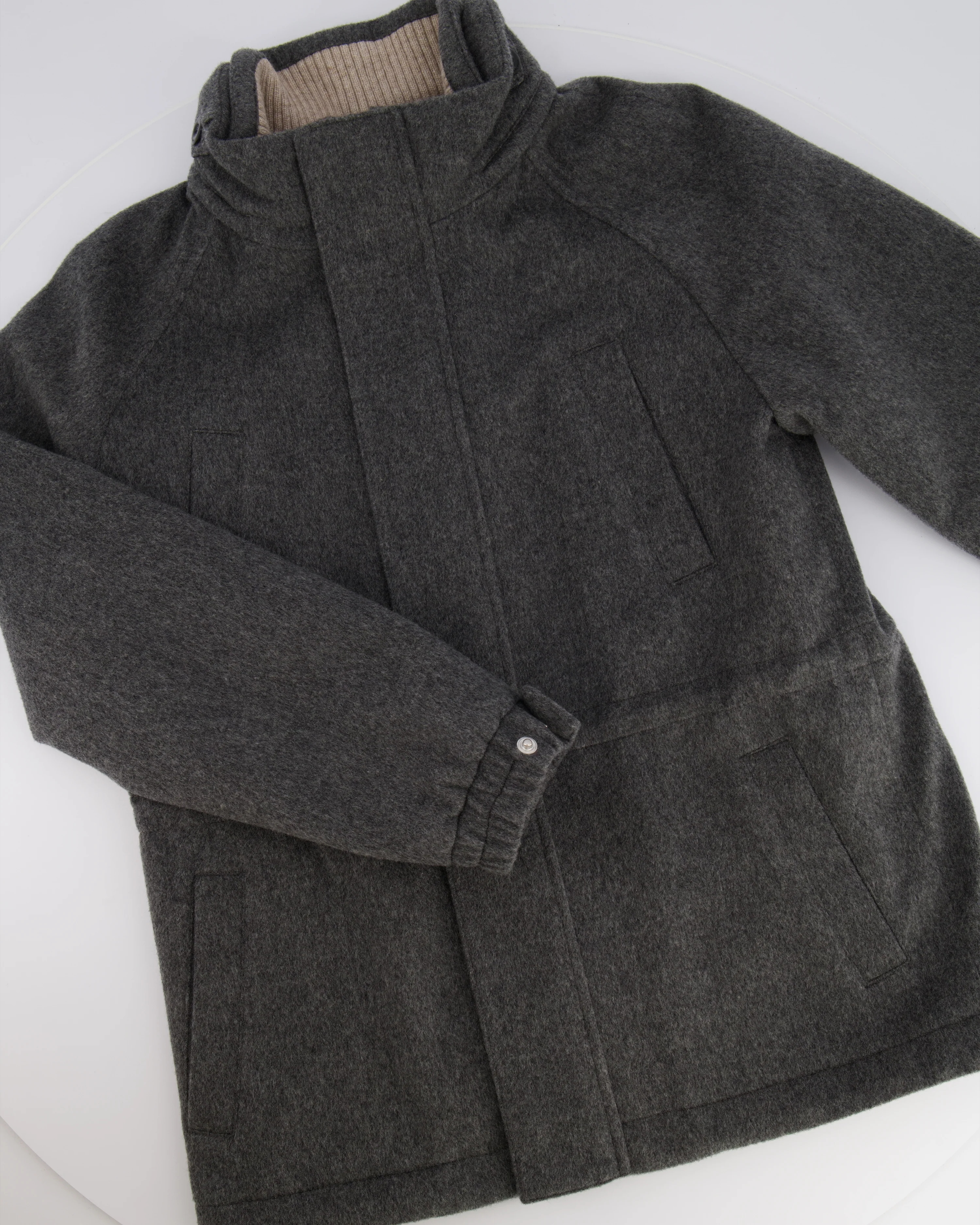 Loro Piana Kids Grey Cashmere Jacket with Pockets and Knit Collar Size 8 years RRP £2,550 - Image 2